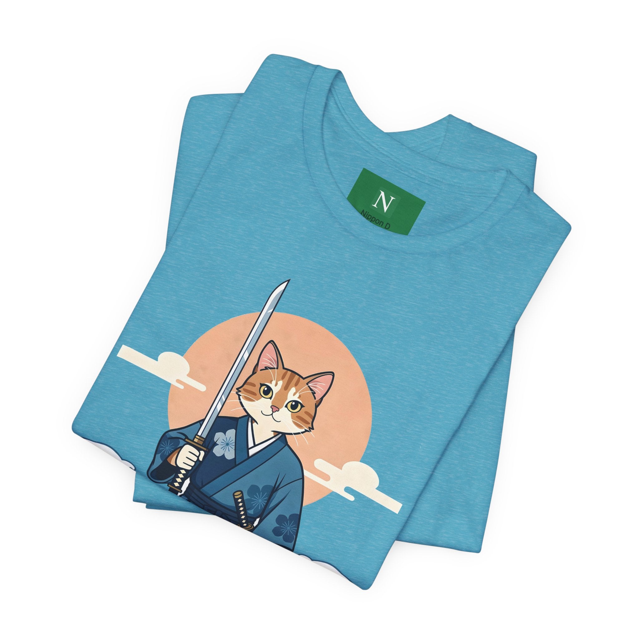 Samurai Cat T-Shirt — Japanese Wave Illustration Tee