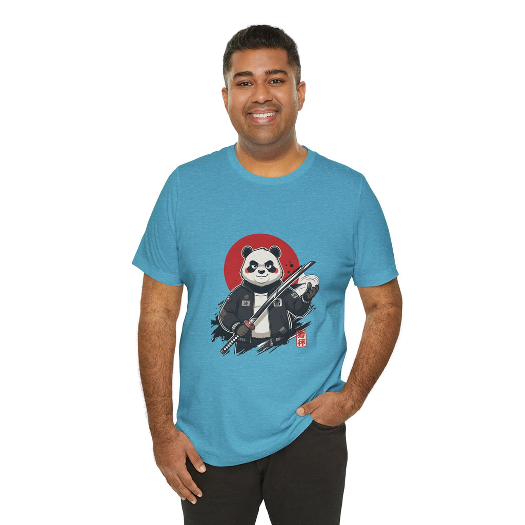 Samurai Panda T-Shirt — Cute Warrior Graphic Tee with Red Sun