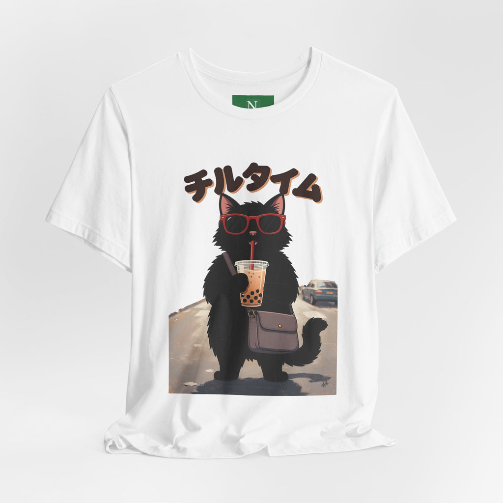 Boba Cat Tee — Cute Cat Drinking Bubble Tea Graphic T-Shirt