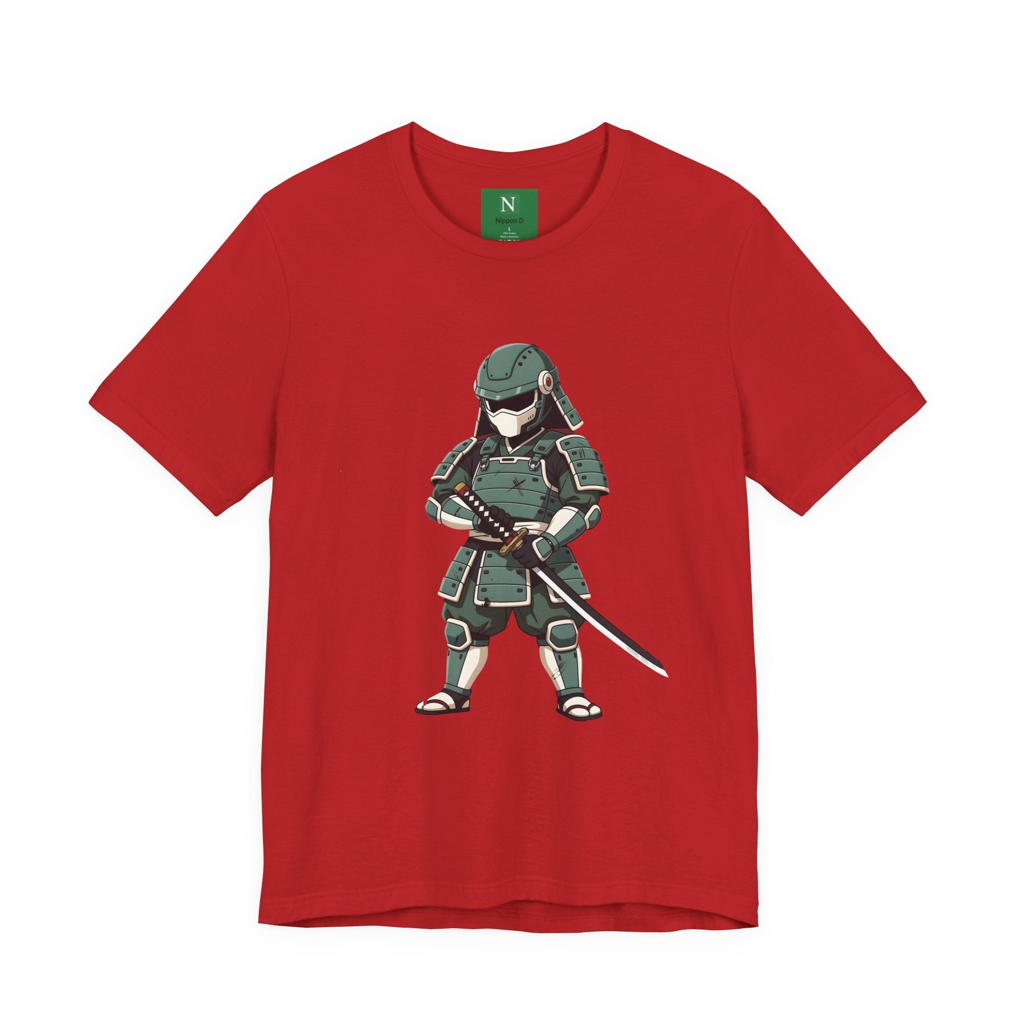 Samurai Cat T-Shirt – Cute Armored Kitty with Katana Graphic