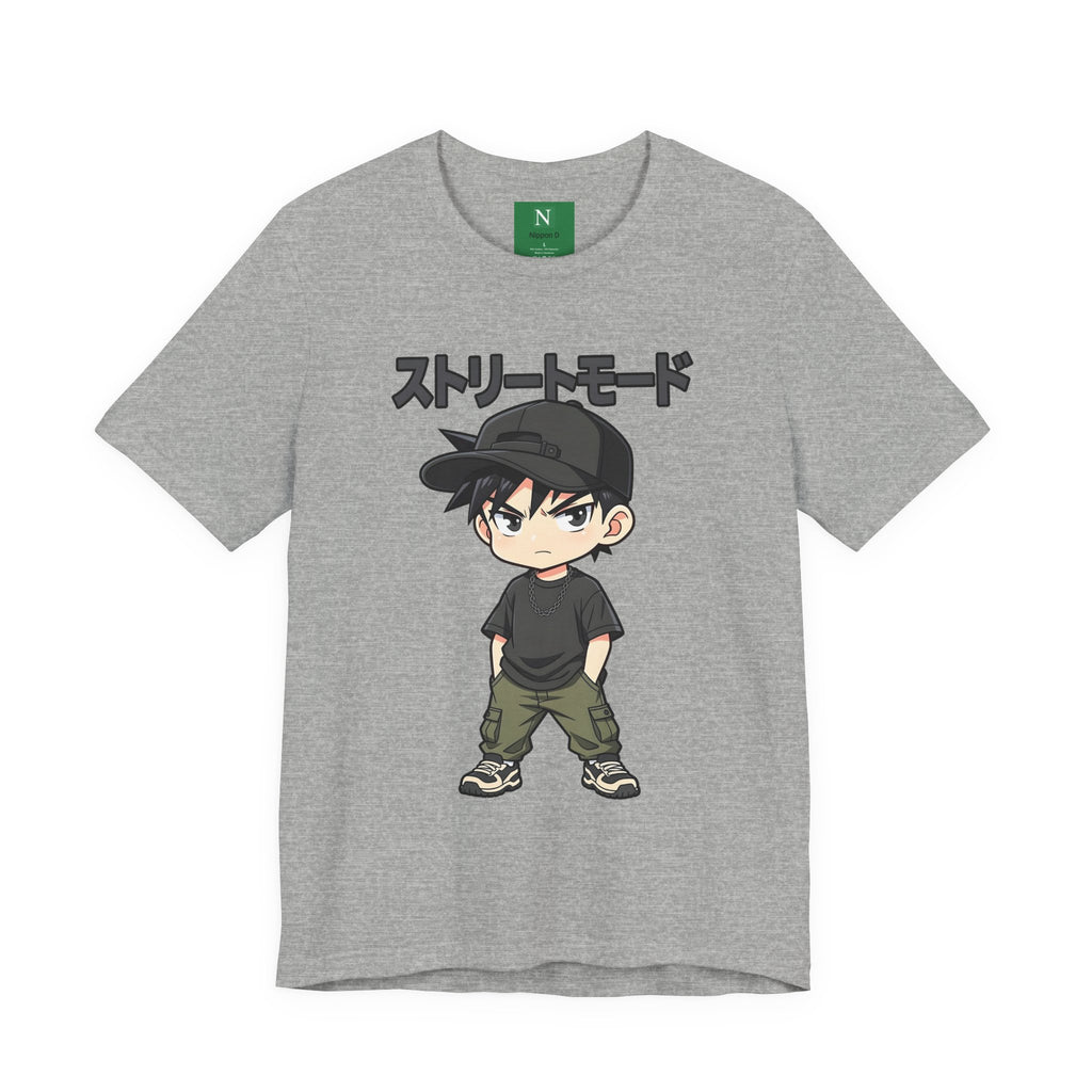 Street Mode Anime Boy T-Shirt — Japanese Text Graphic Tee