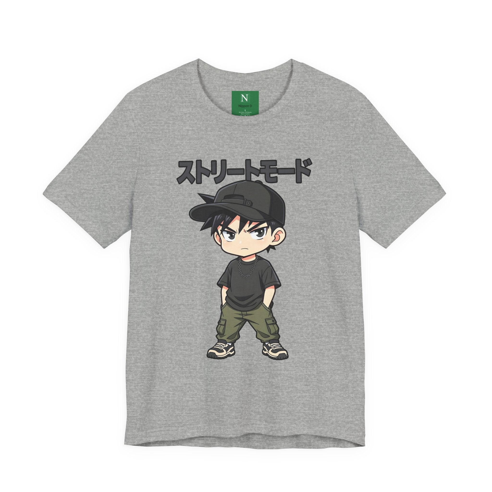 Street Mode Anime Boy T-Shirt — Japanese Text Graphic Tee