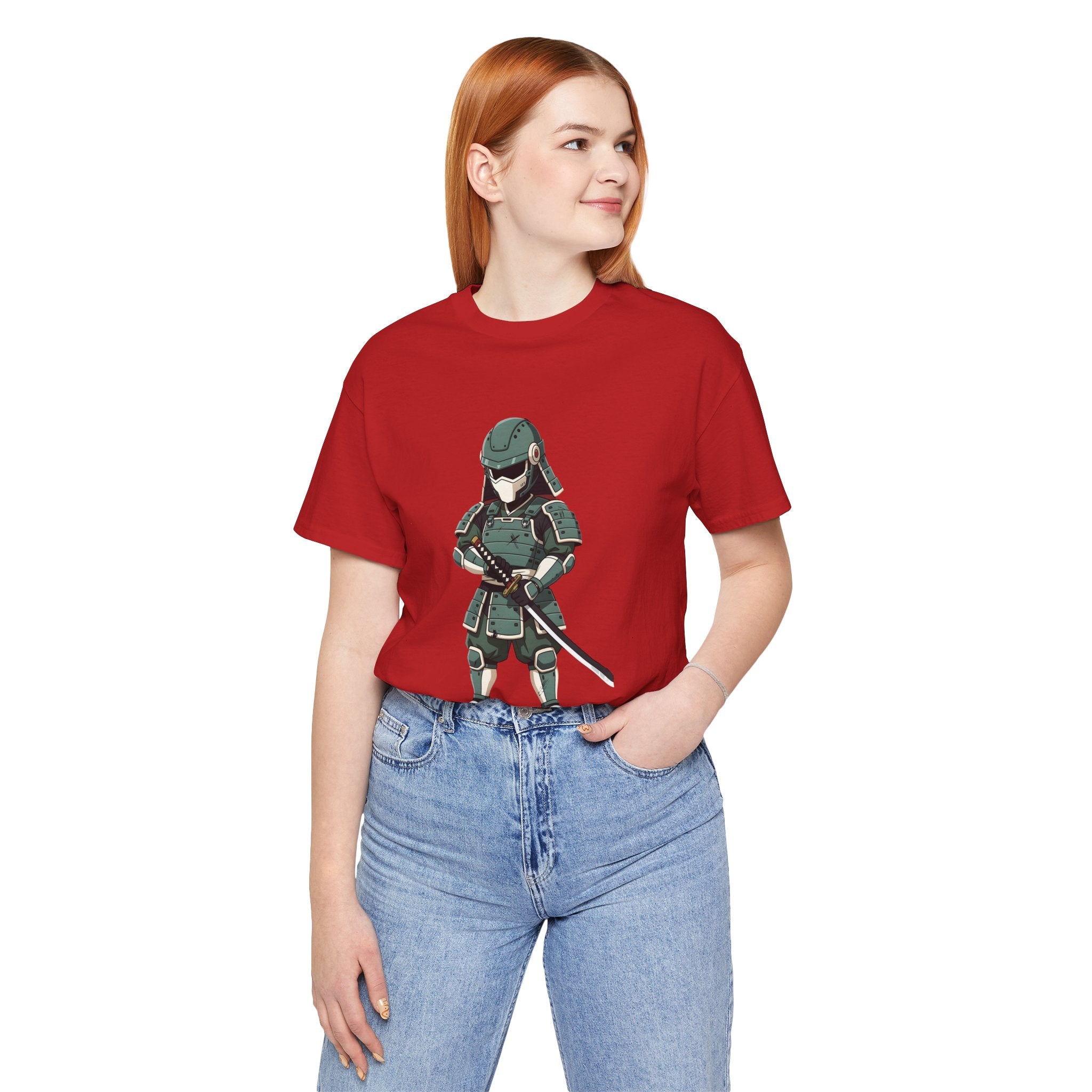 Samurai Cat T-Shirt – Cute Armored Kitty with Katana Graphic