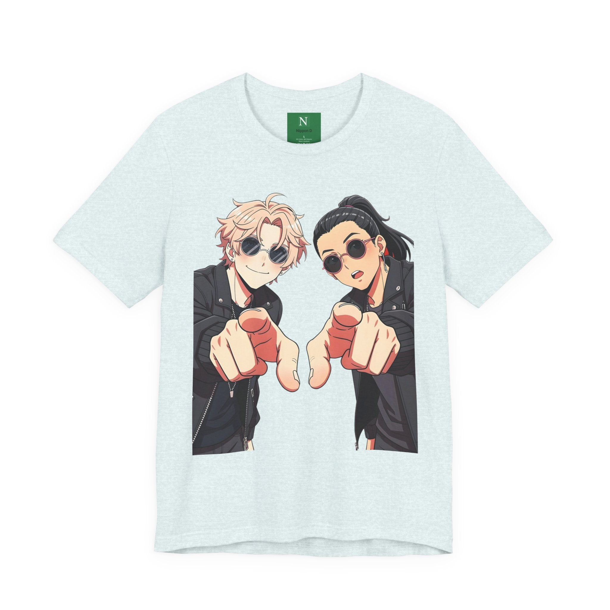 Anime Besties Pointing Tee — Cool Duo Illustration T‑Shirt
