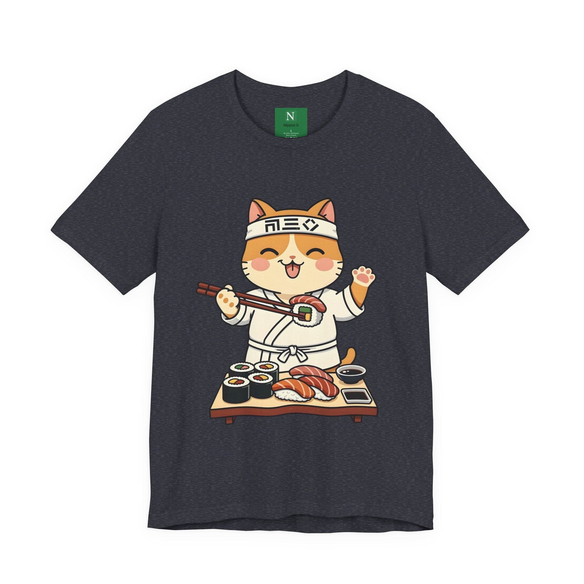 Sushi Chef Cat T‑Shirt — Cute Kawaii Cat Making Sushi Graphic Tee