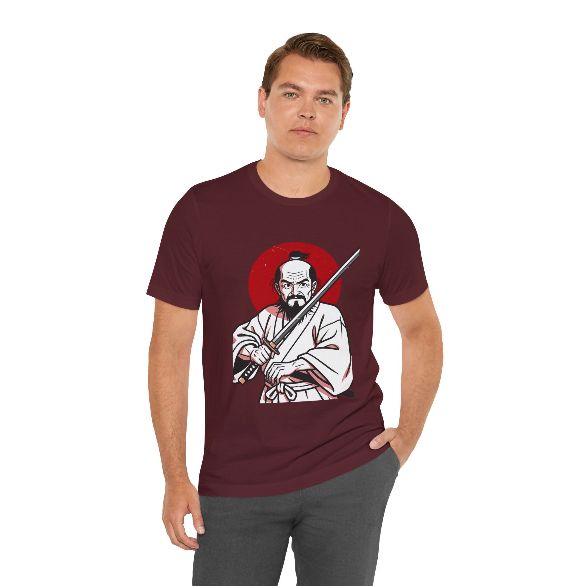 Samurai Warrior T-Shirt – Vintage Katana Illustration with Red Rising Sun