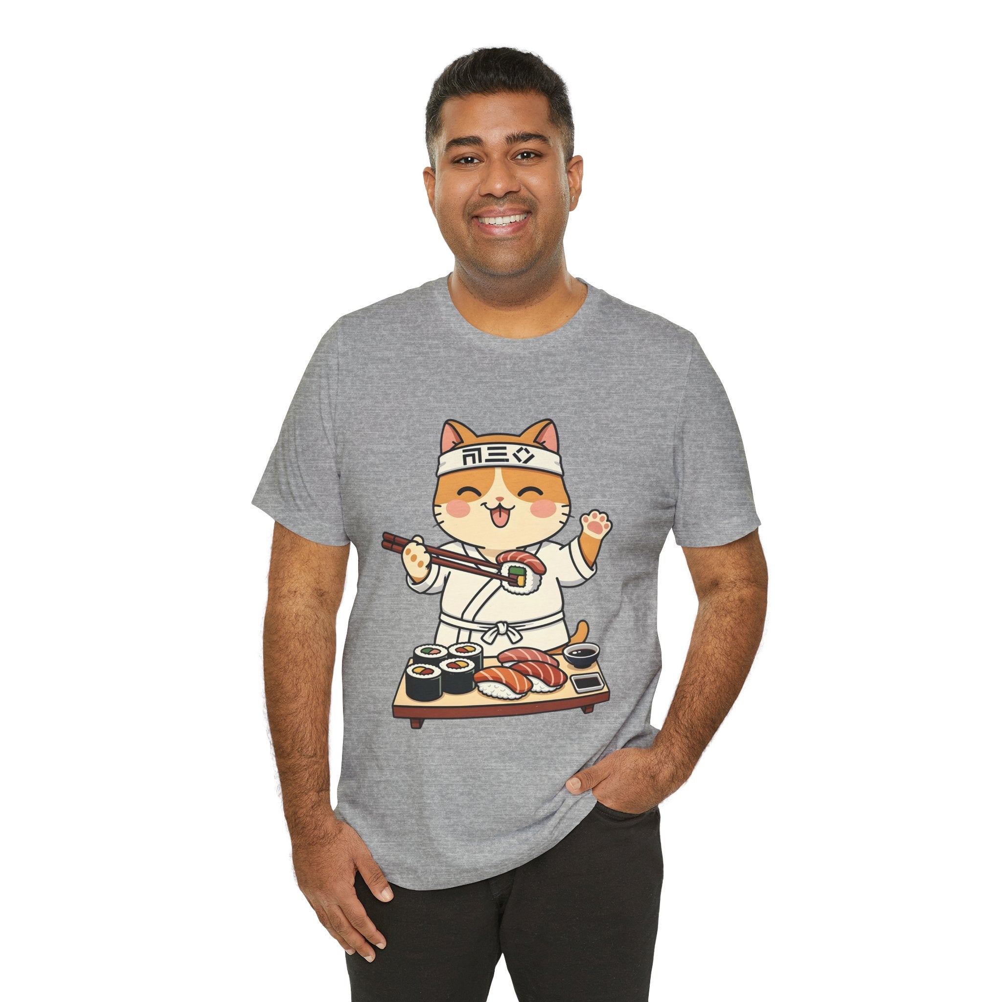 Sushi Chef Cat T‑Shirt — Cute Kawaii Cat Making Sushi Graphic Tee