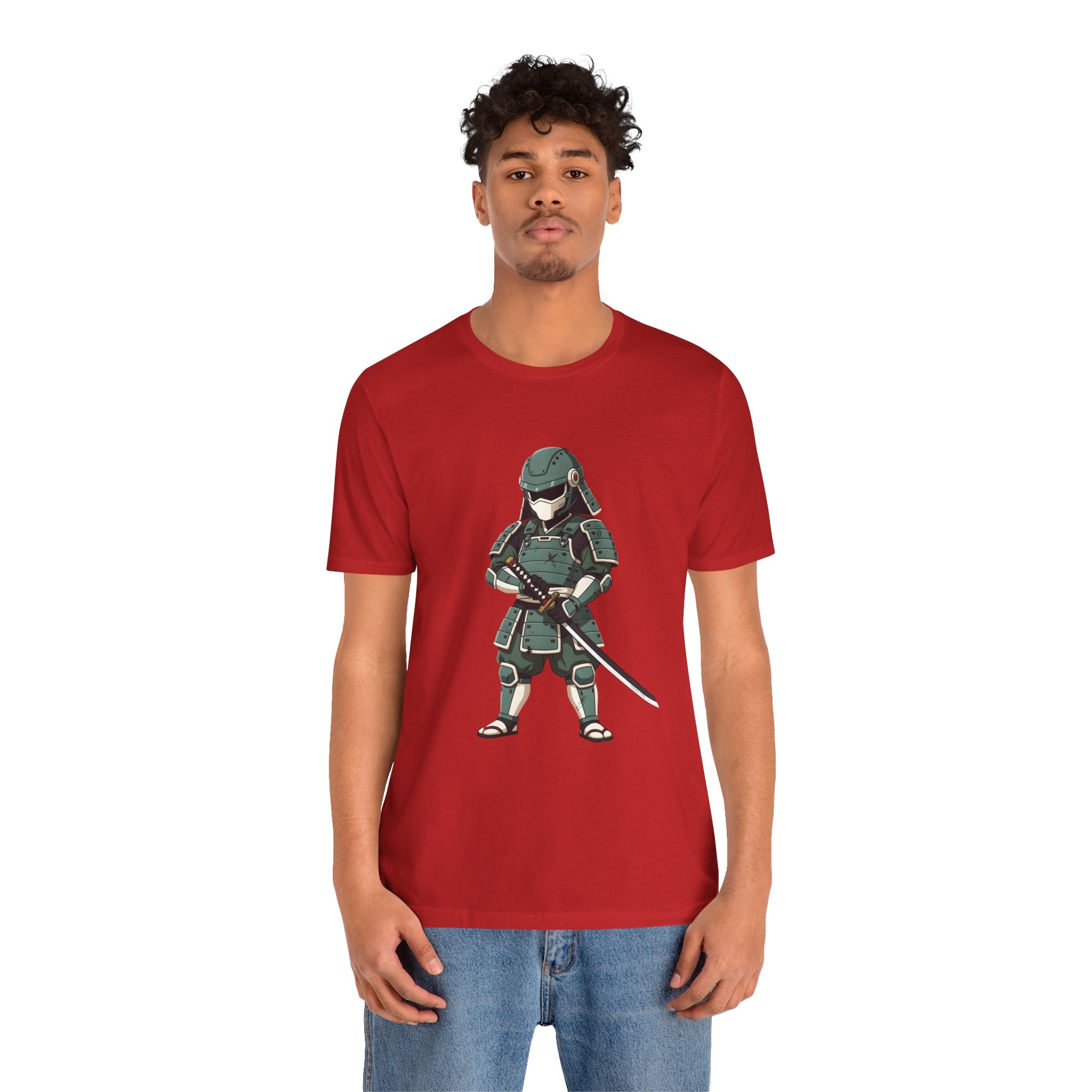 Samurai Cat T-Shirt – Cute Armored Kitty with Katana Graphic