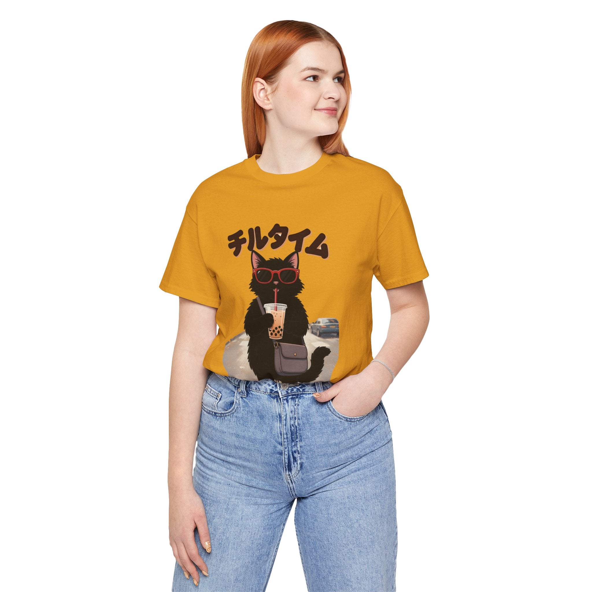 Boba Cat Tee — Cute Cat Drinking Bubble Tea Graphic T-Shirt