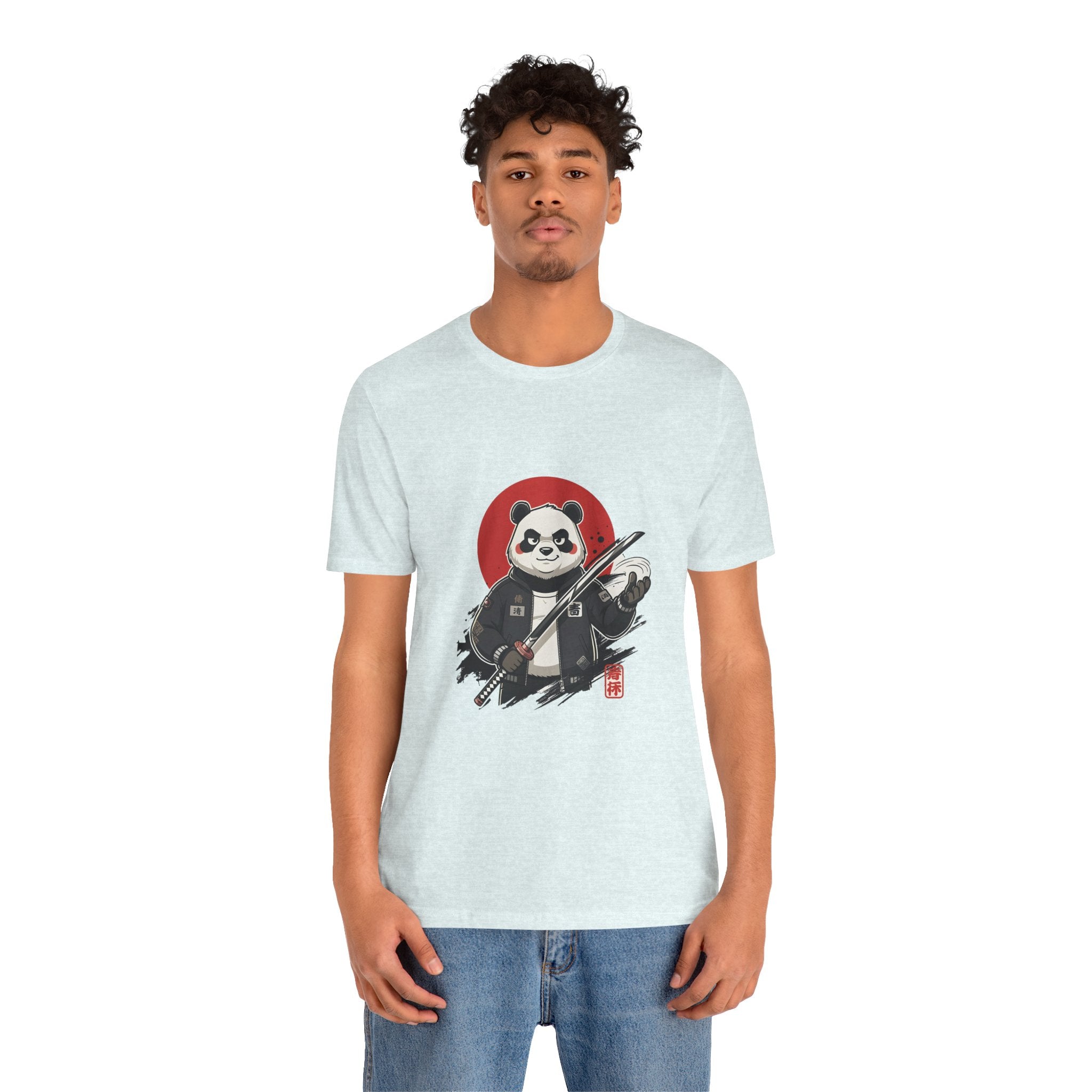 Samurai Panda T-Shirt — Cute Warrior Graphic Tee with Red Sun
