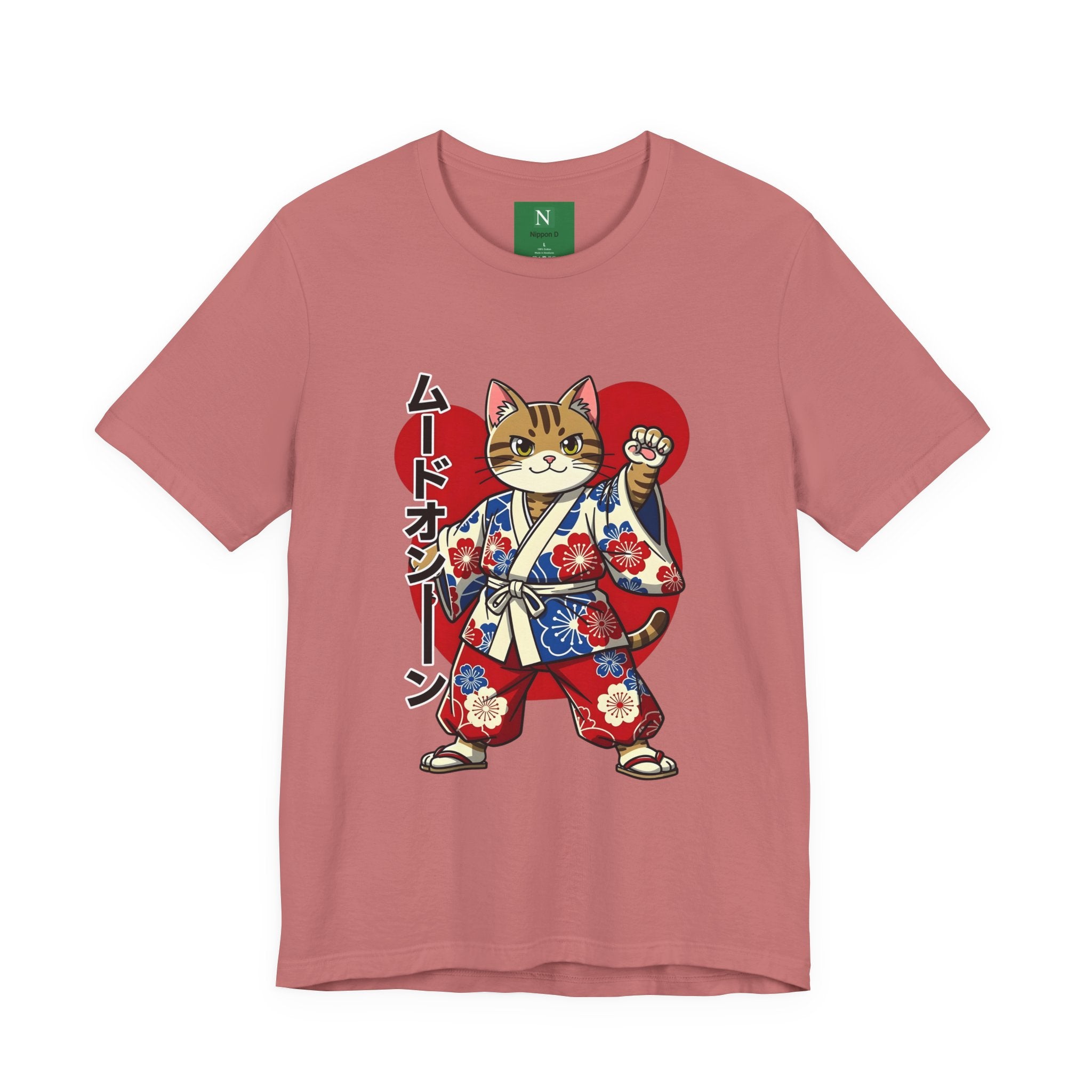 Samurai Cat T‑Shirt — Kawaii Japanese Kimono Cat Graphic Tee