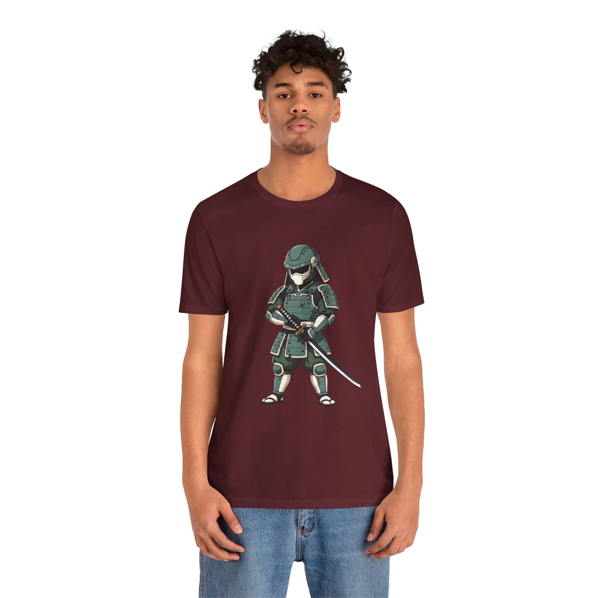 Samurai Cat T-Shirt – Cute Armored Kitty with Katana Graphic