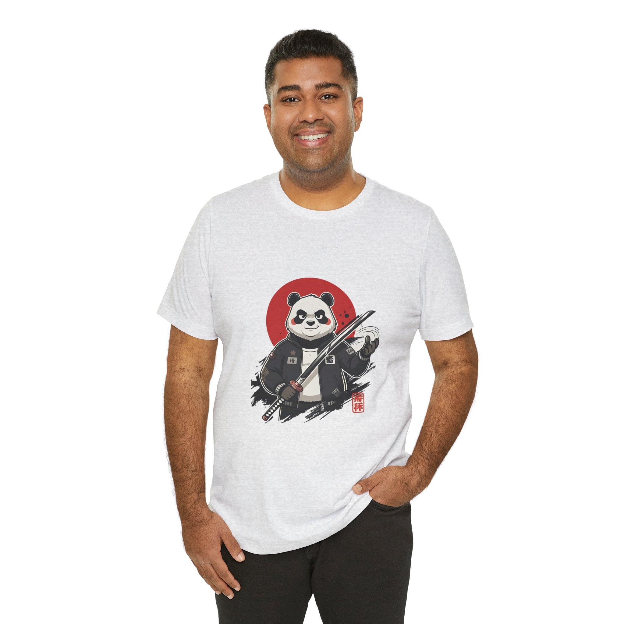 Samurai Panda T-Shirt — Cute Warrior Graphic Tee with Red Sun