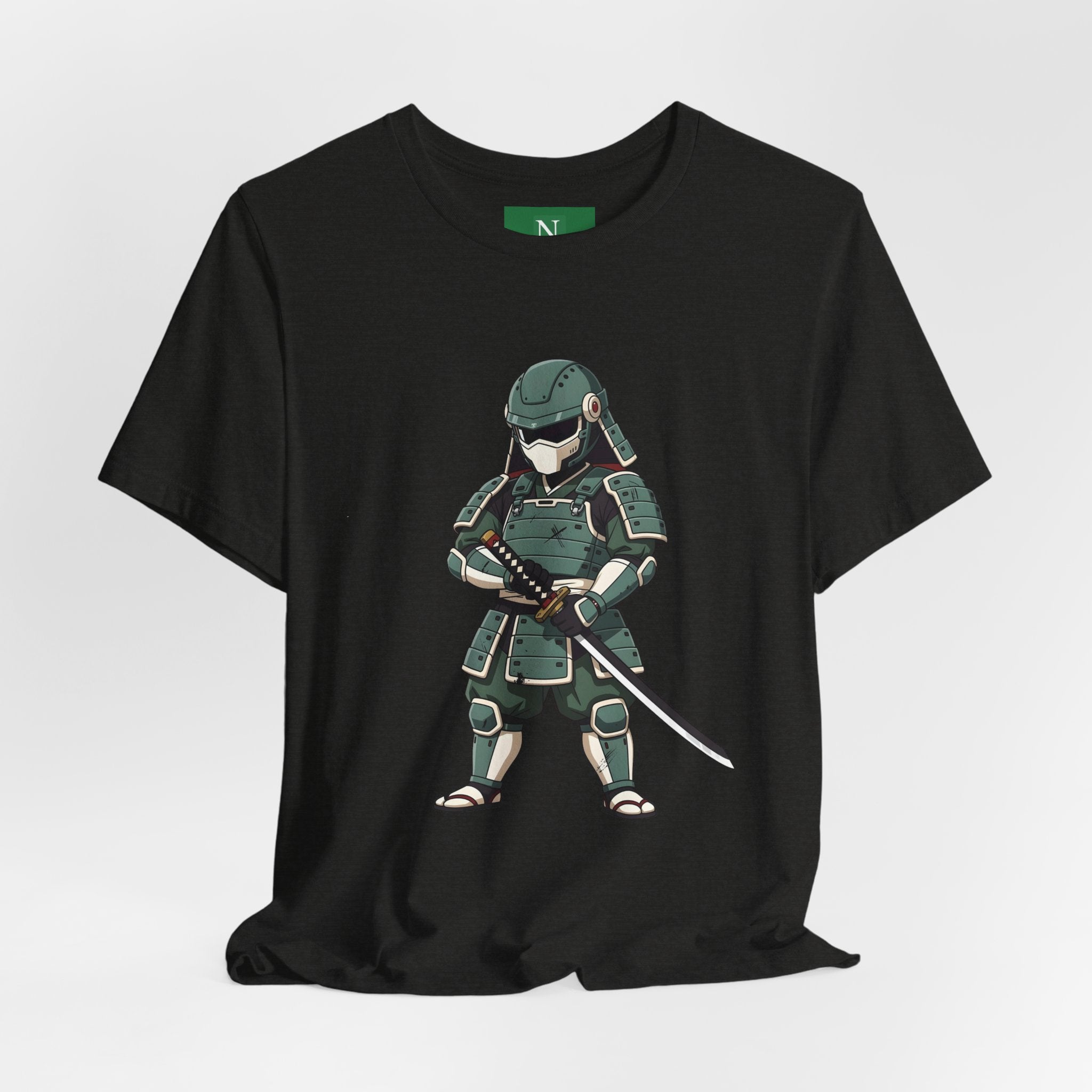 Samurai Cat T-Shirt – Cute Armored Kitty with Katana Graphic