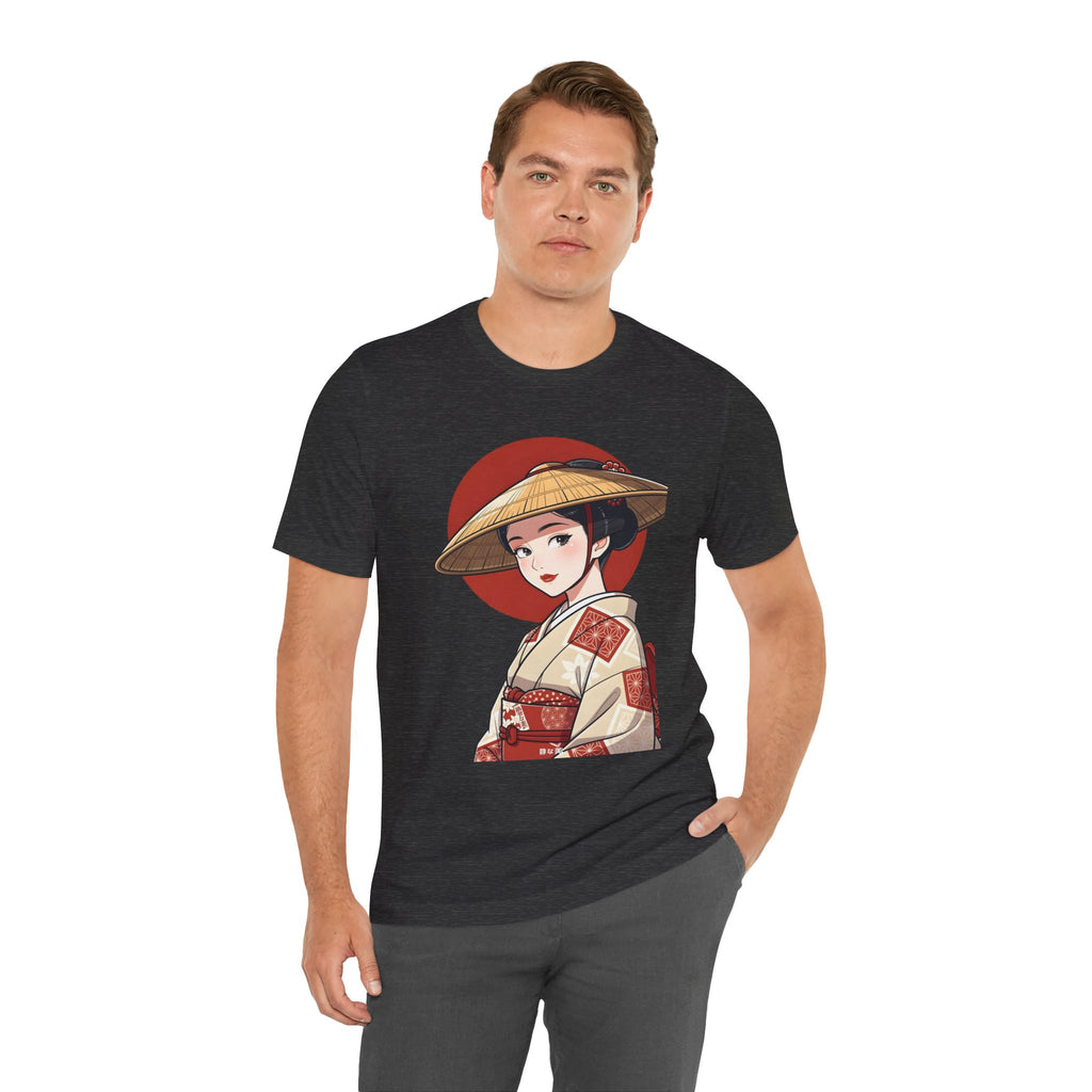 Geisha Illustration Tee — Vintage Kimono Anime T‑Shirt