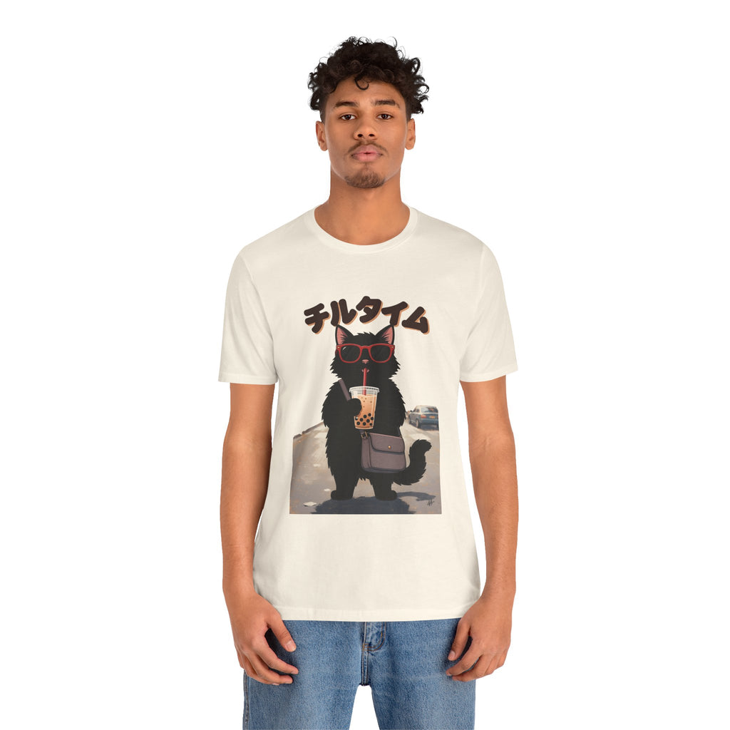 Boba Cat Tee — Cute Cat Drinking Bubble Tea Graphic T-Shirt