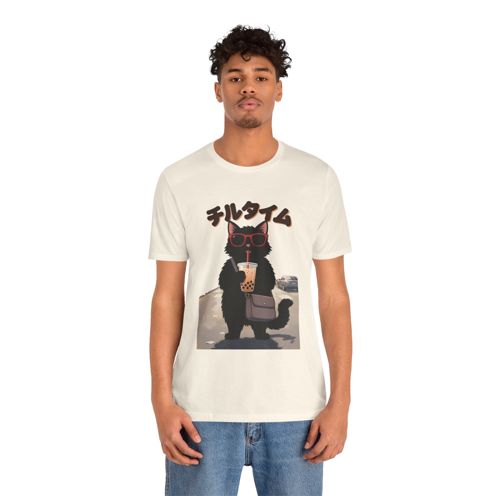 Boba Cat Tee — Cute Cat Drinking Bubble Tea Graphic T-Shirt