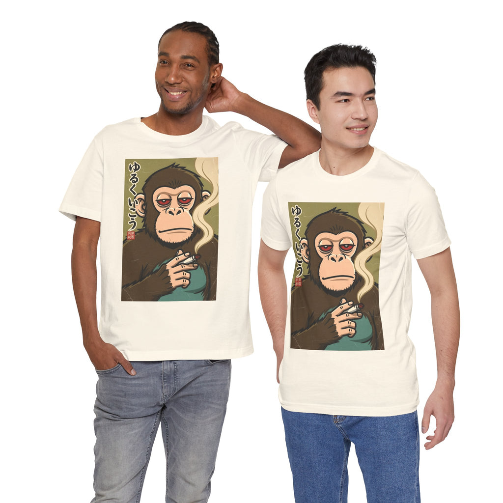 Smoking Monkey Graphic Tee — Japanese Retro Ape Illustration T-Shirt