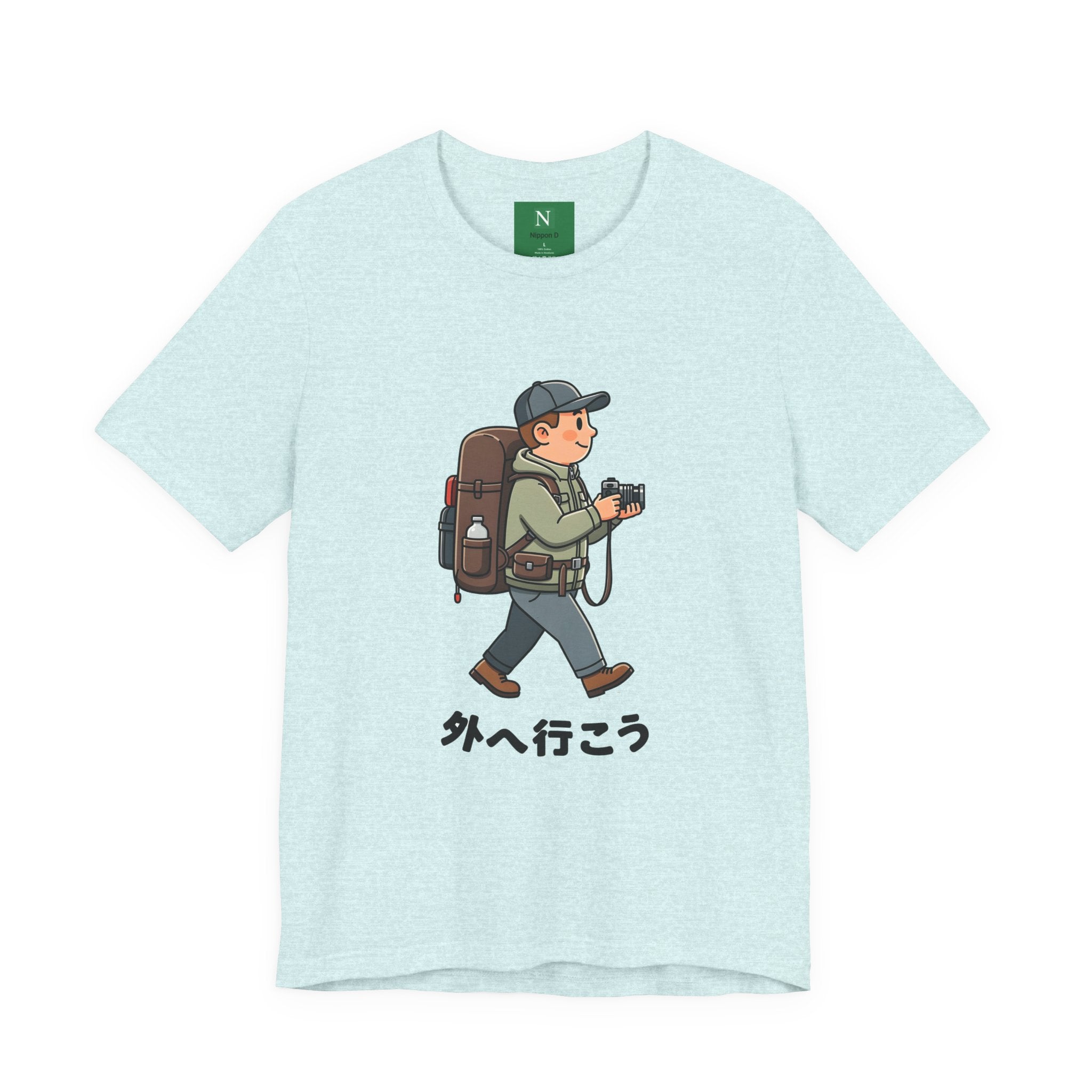 Adventure Photographer Tee — Japanese “外へ行こう” Hiker Graphic T-Shirt