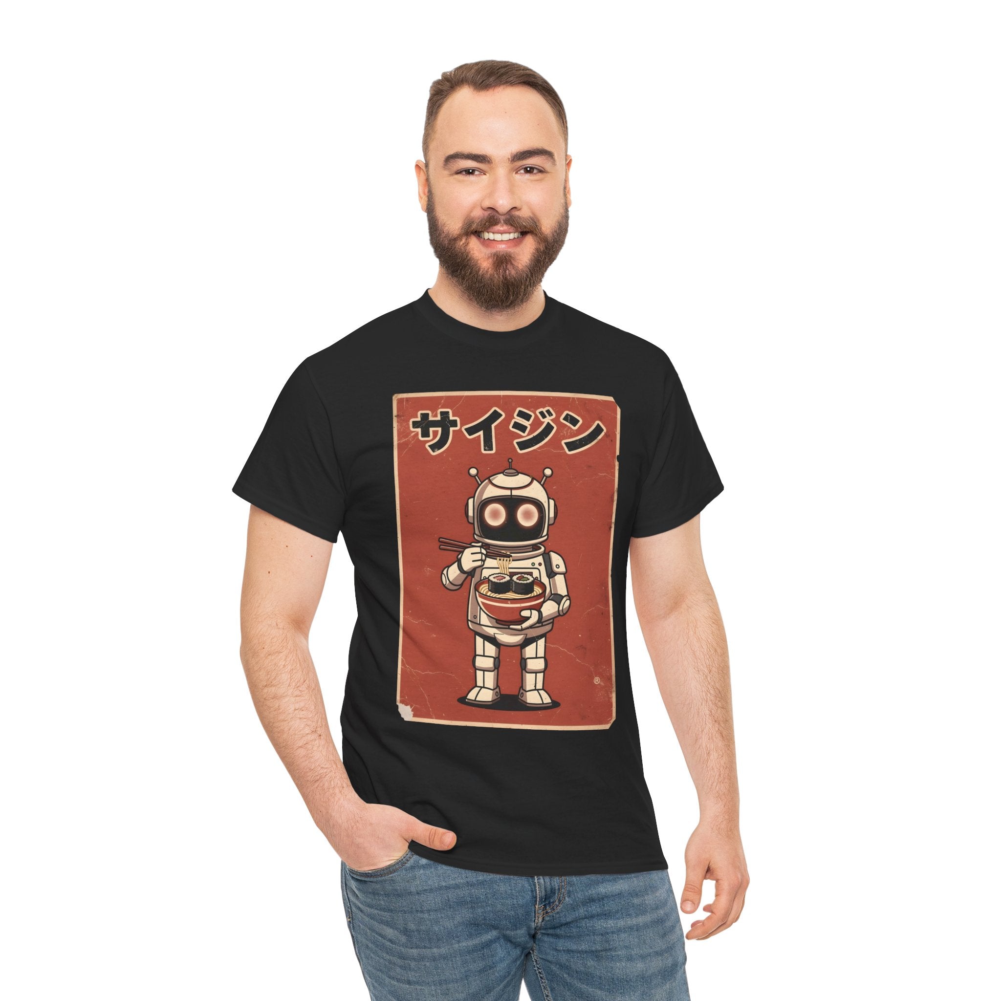 Retro Robot Ramen Tee — サイジン (Saijin) Vintage Japanese Robot Noodle Shirt
