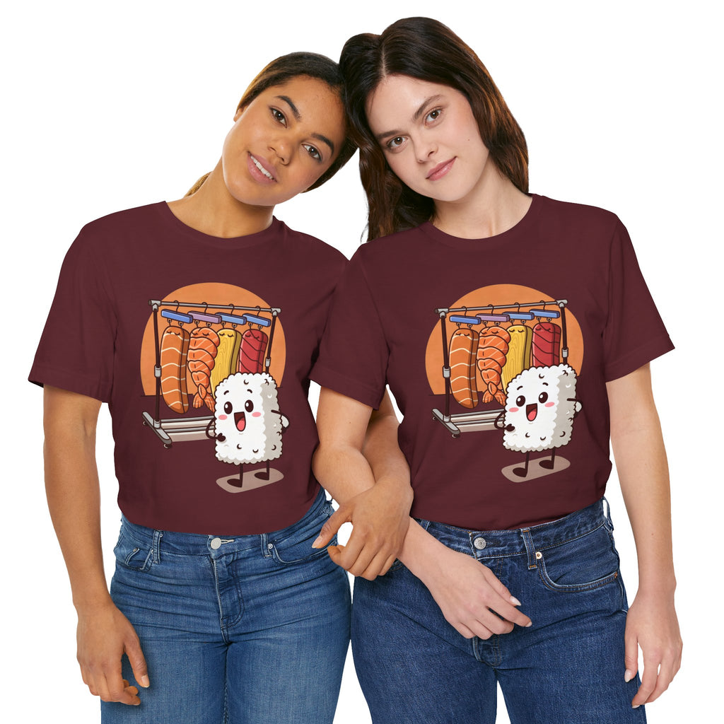 Cute Sushi Rice Cartoon T‑Shirt — Kawaii Nigiri Character Tee