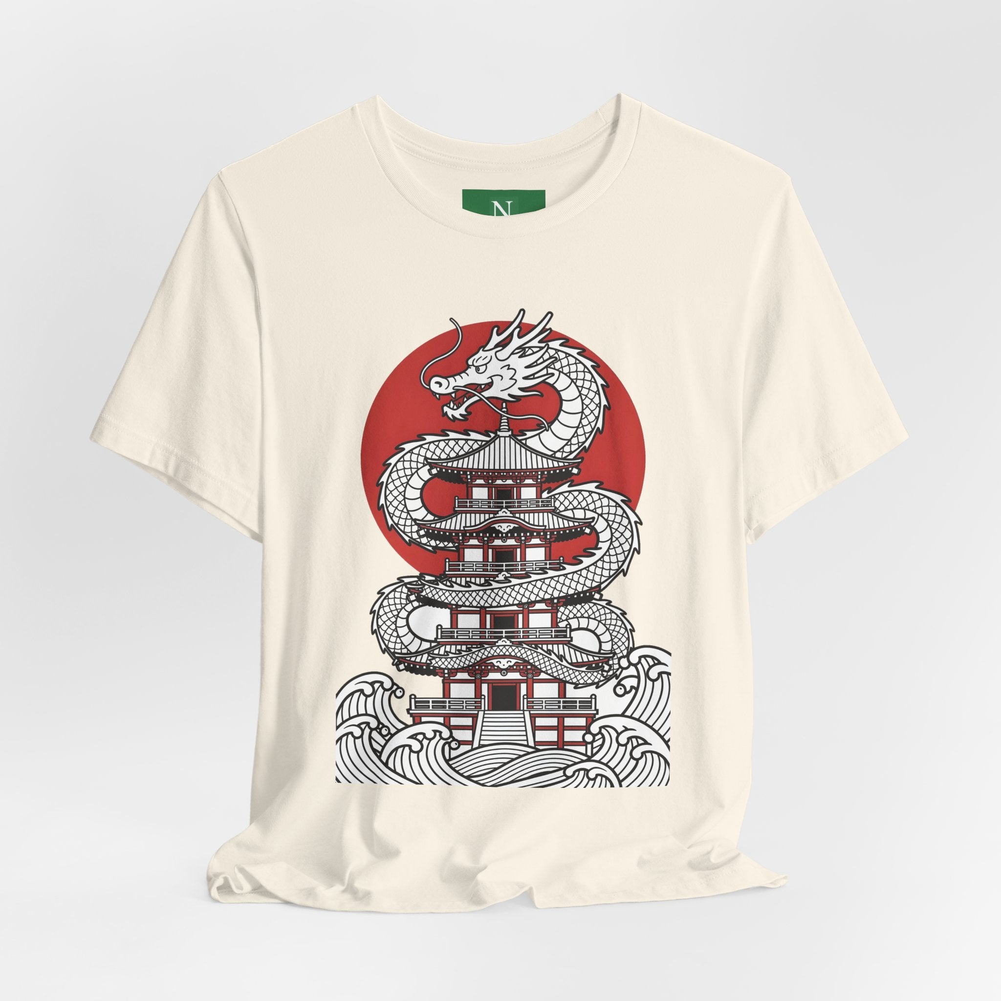 Dragon Pagoda T‑Shirt — Japanese Red Sun Temple Graphic Tee