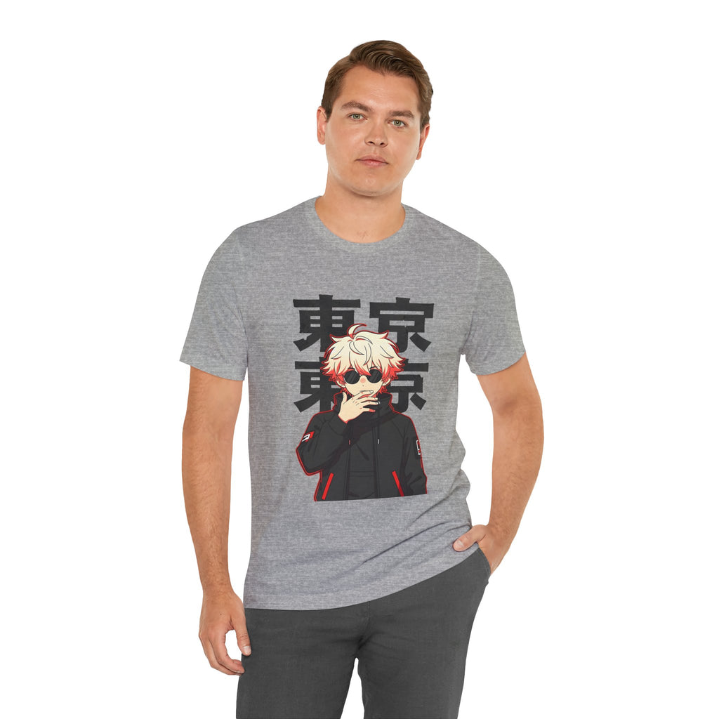Tokyo Anime Graphic Tee — Blond Character with Kanji "東京"