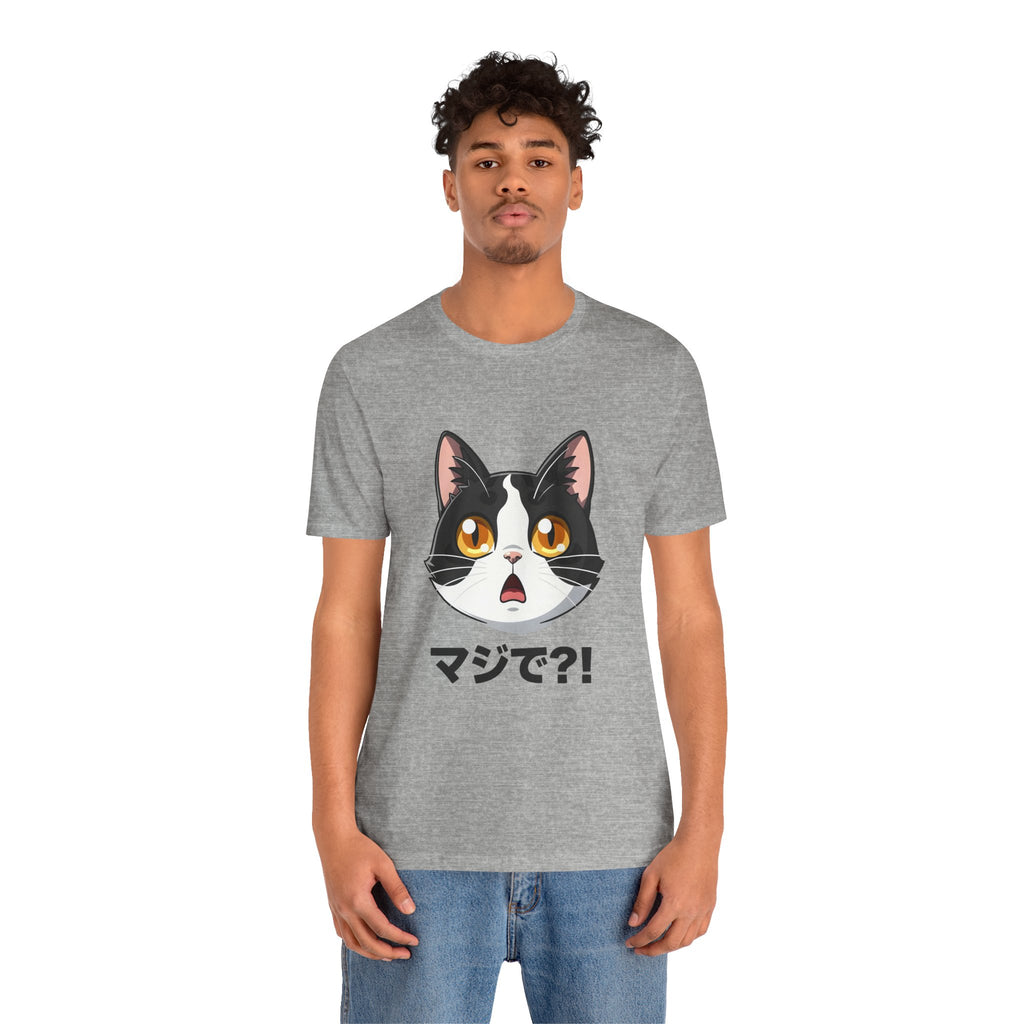 Cat Shock Face Graphic Tee — マジで?! Cute Anime Cat T-Shirt