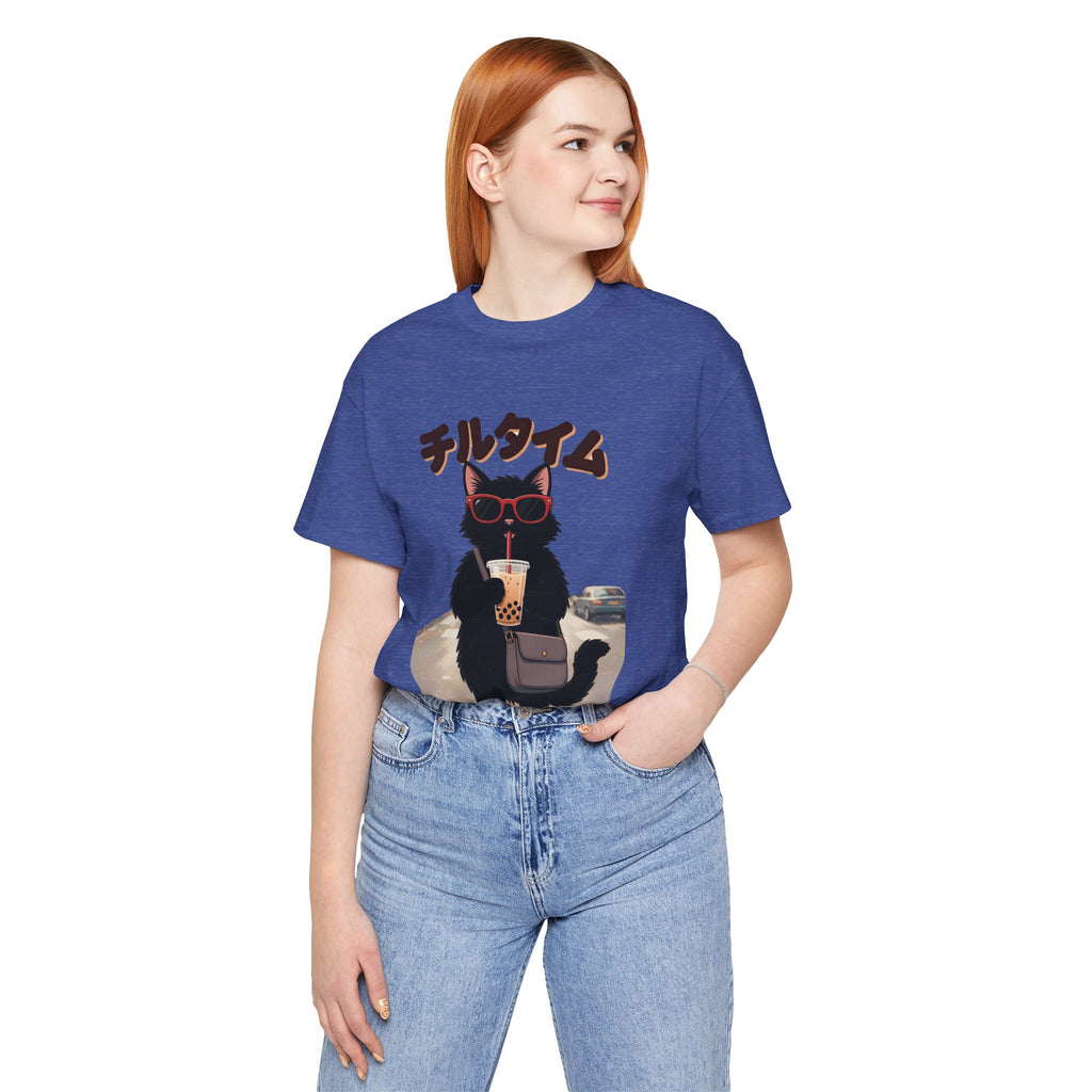 Boba Cat Tee — Cute Cat Drinking Bubble Tea Graphic T-Shirt