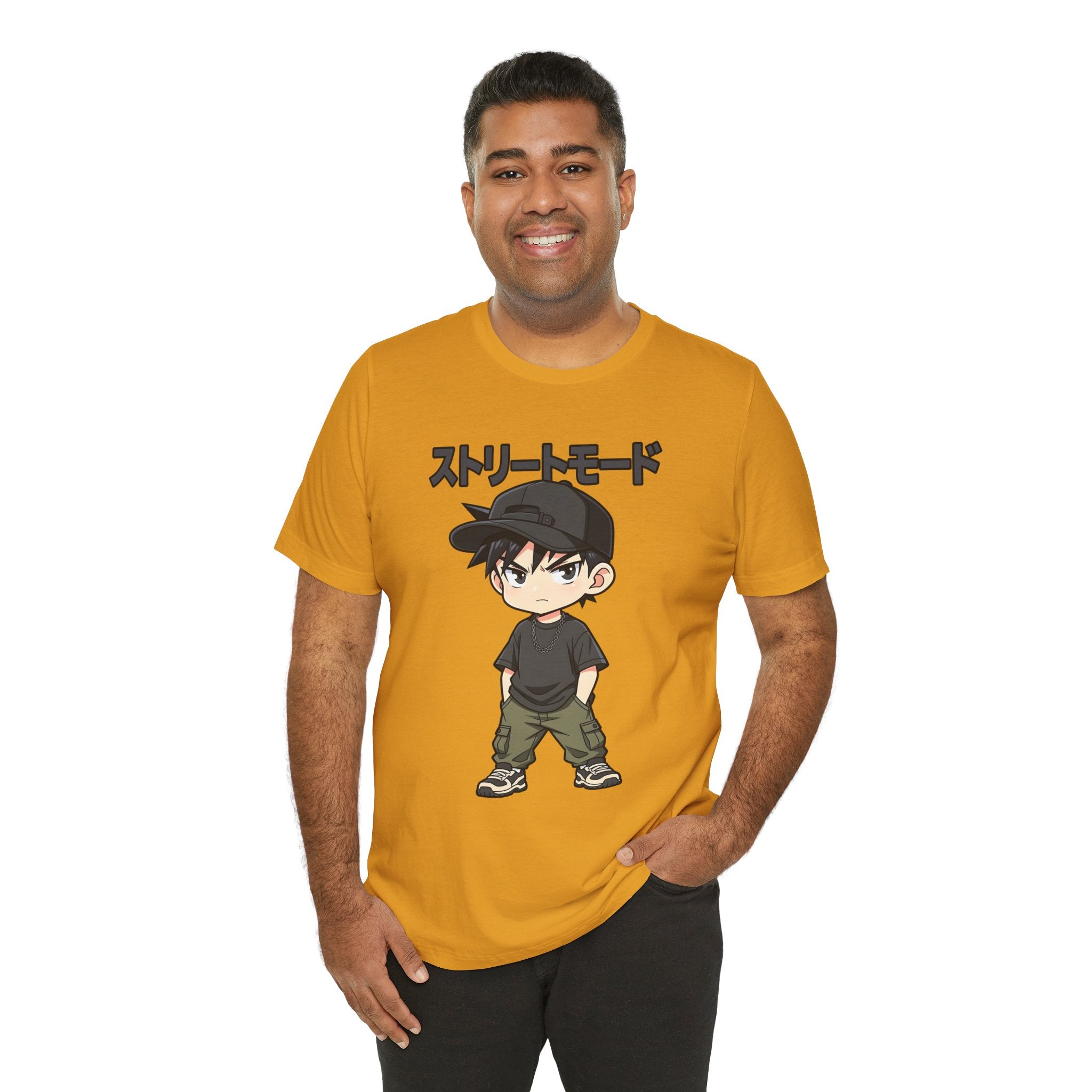 Street Mode Anime Boy T-Shirt — Japanese Text Graphic Tee
