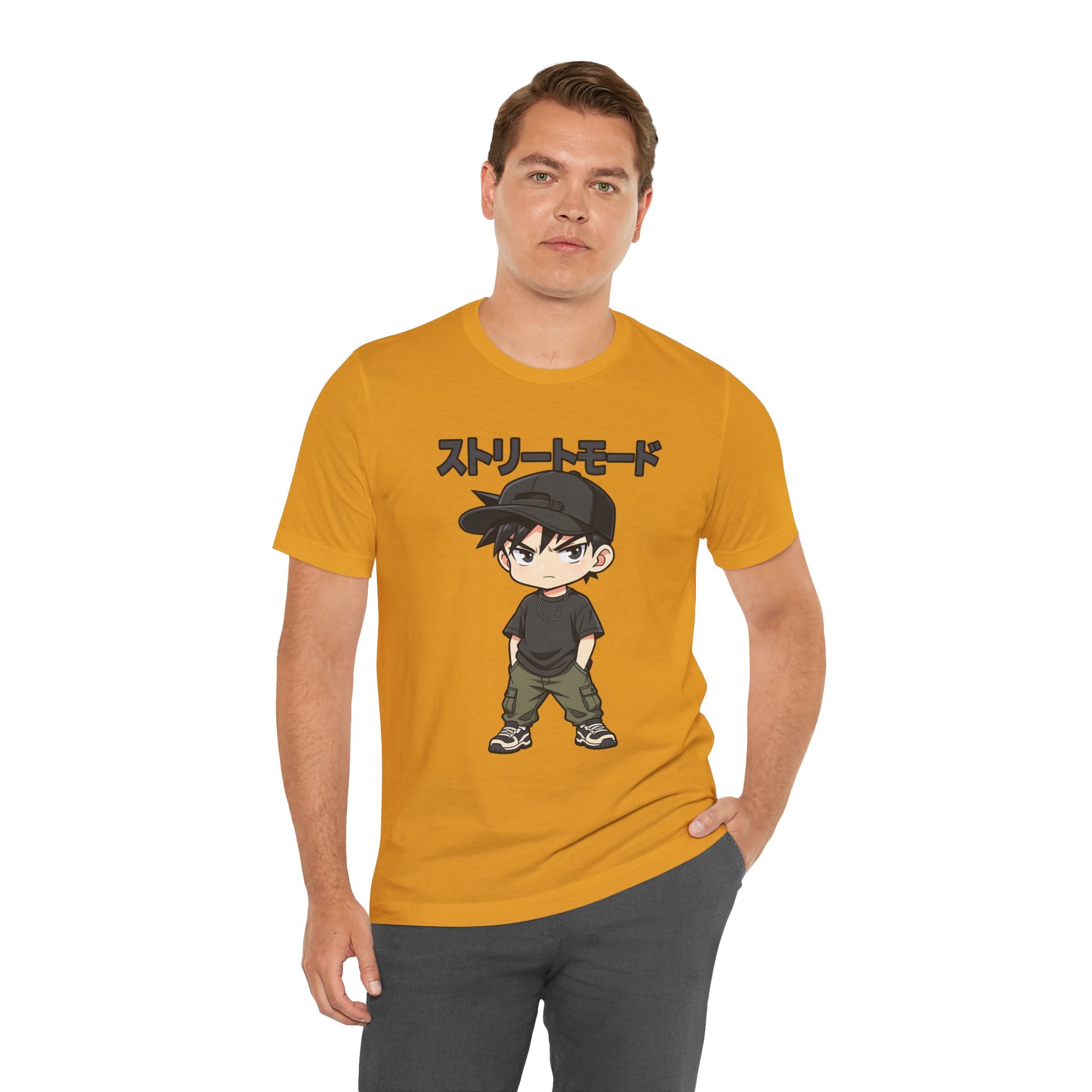 Street Mode Anime Boy T-Shirt — Japanese Text Graphic Tee