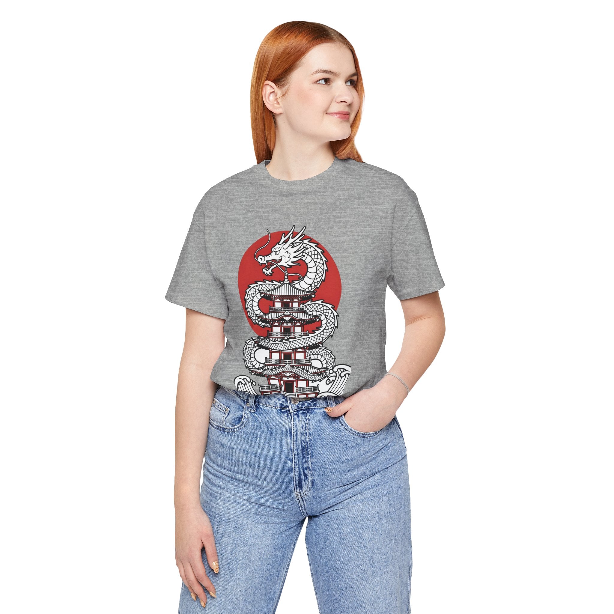 Dragon Pagoda T‑Shirt — Japanese Red Sun Temple Graphic Tee