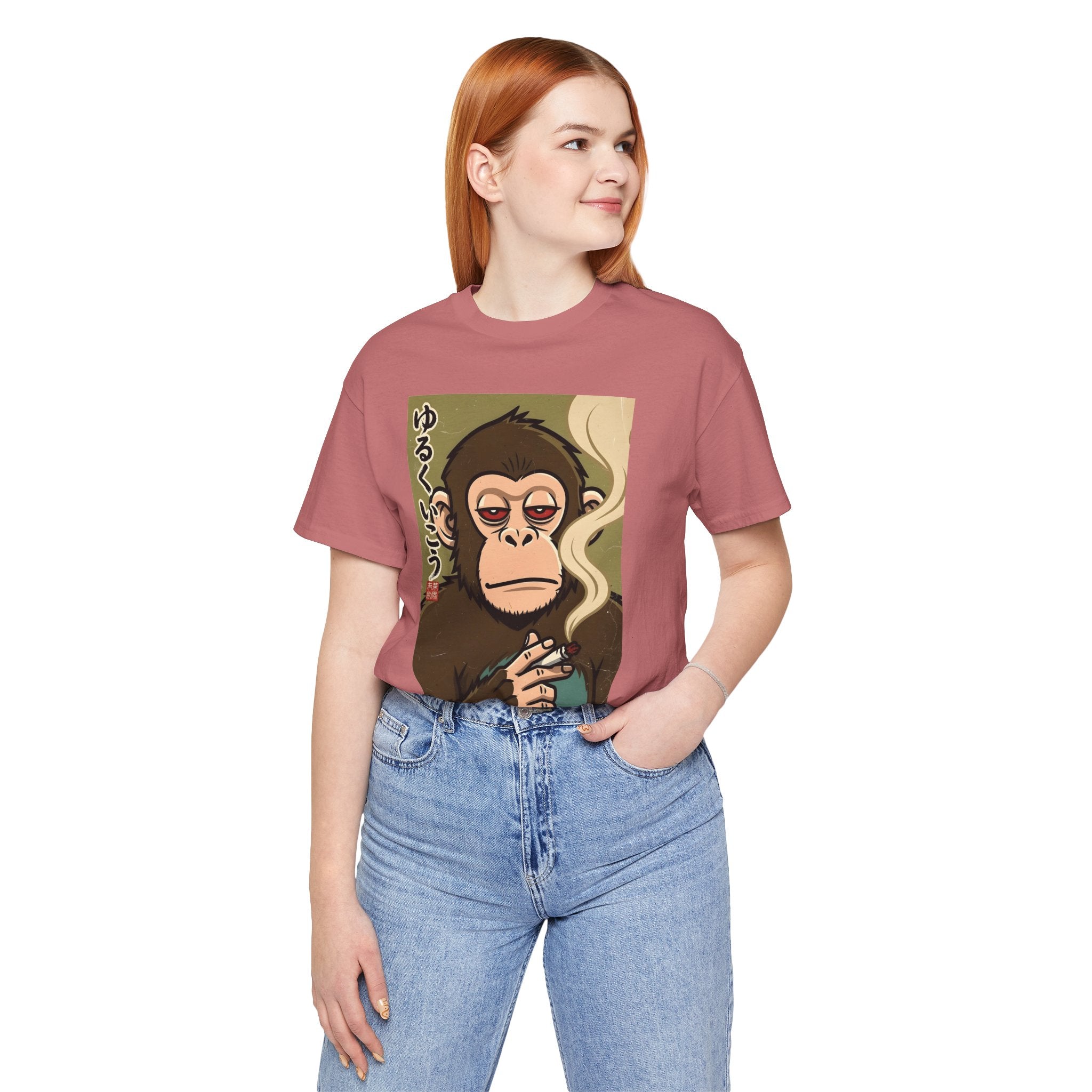 Smoking Monkey Graphic Tee — Japanese Retro Ape Illustration T-Shirt