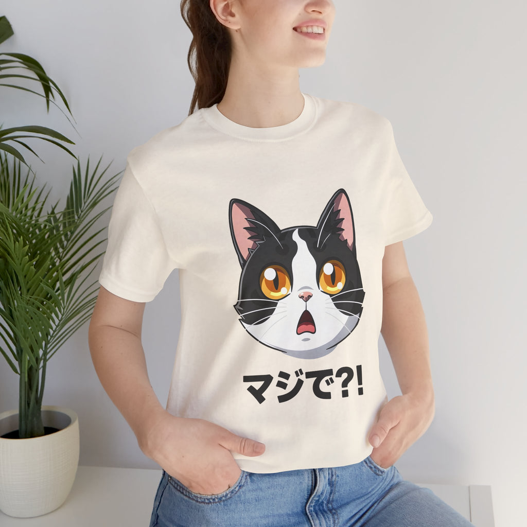 Cat Shock Face Graphic Tee — マジで?! Cute Anime Cat T-Shirt