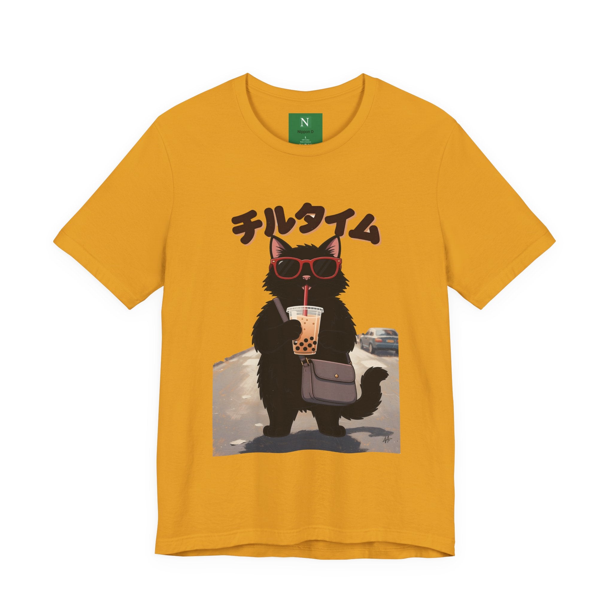 Boba Cat Tee — Cute Cat Drinking Bubble Tea Graphic T-Shirt