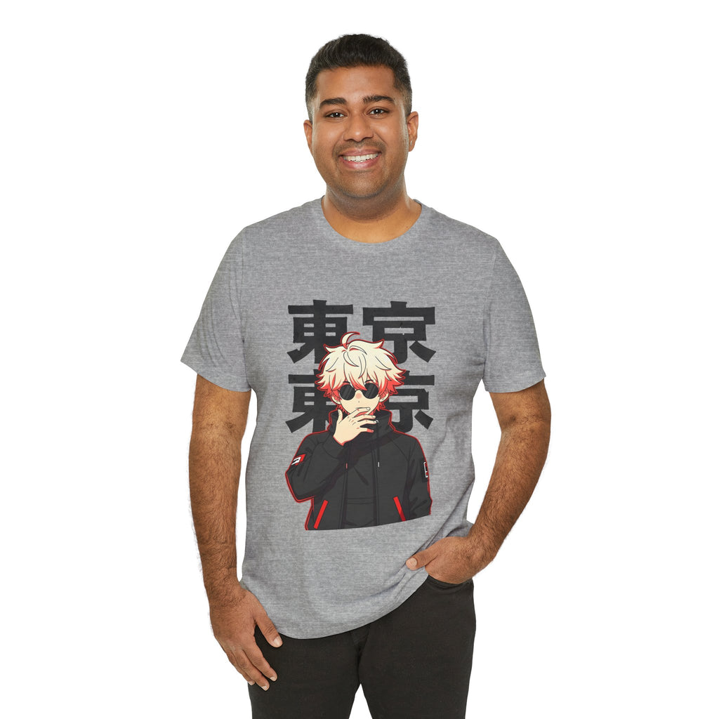 Tokyo Anime Graphic Tee — Blond Character with Kanji "東京"
