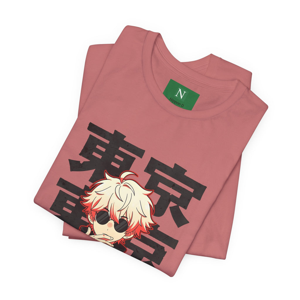 Tokyo Anime Graphic Tee — Blond Character with Kanji "東京"