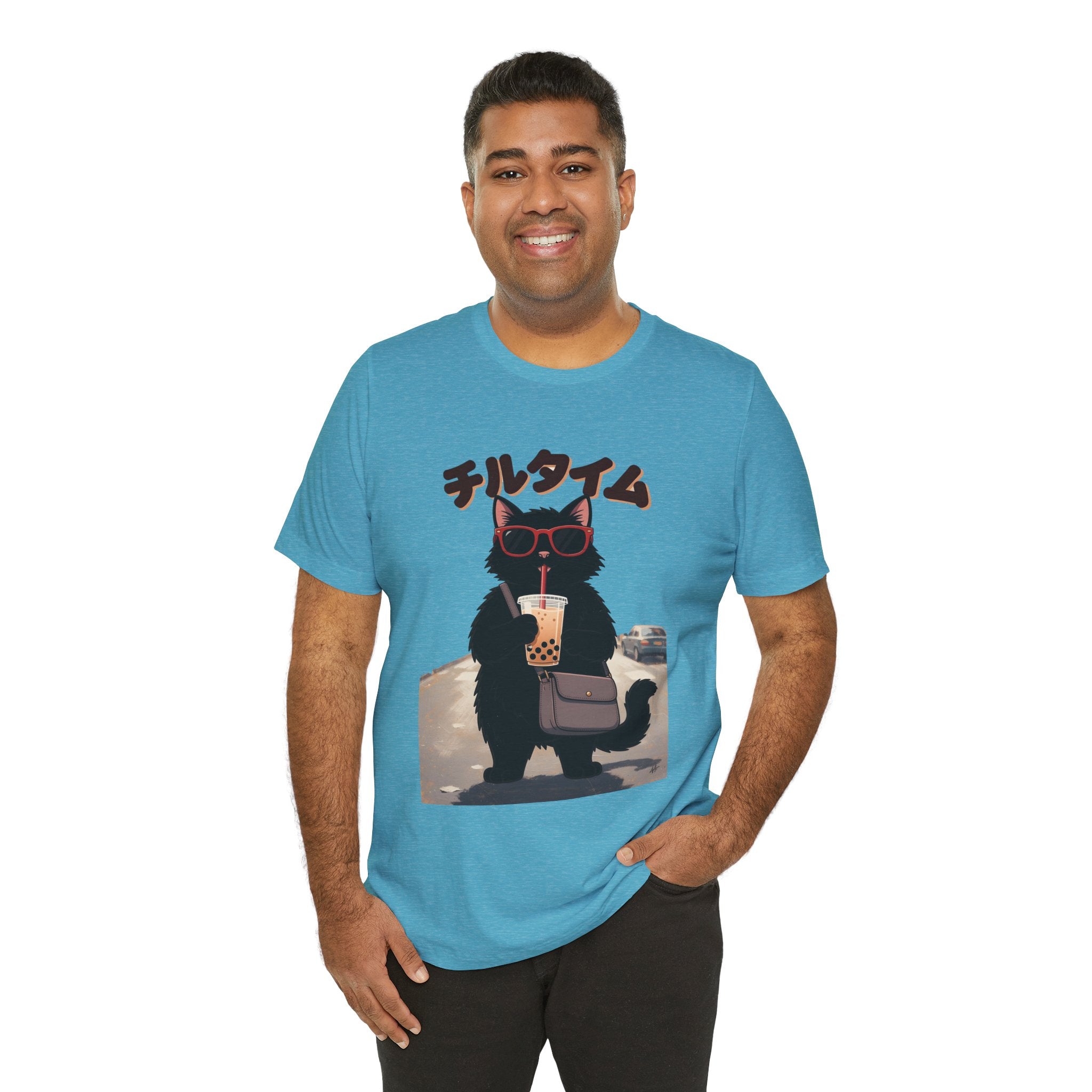 Boba Cat Tee — Cute Cat Drinking Bubble Tea Graphic T-Shirt