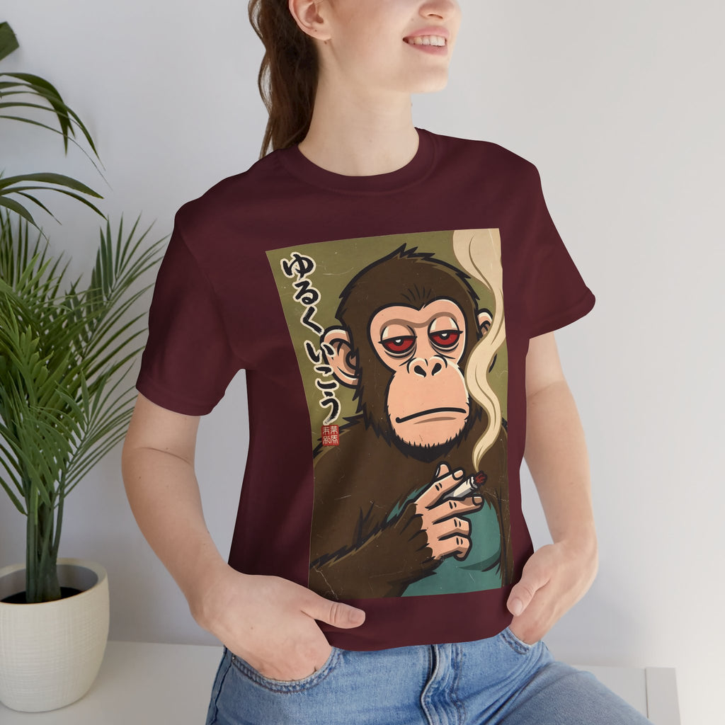 Smoking Monkey Graphic Tee — Japanese Retro Ape Illustration T-Shirt