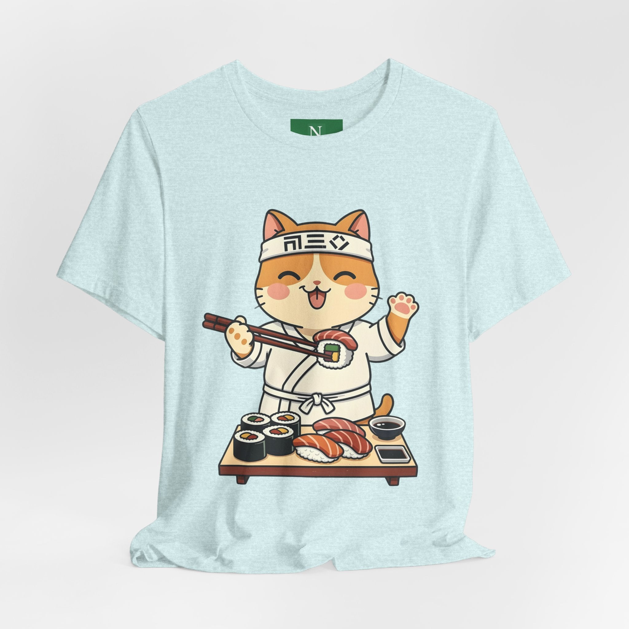 Sushi Chef Cat T‑Shirt — Cute Kawaii Cat Making Sushi Graphic Tee