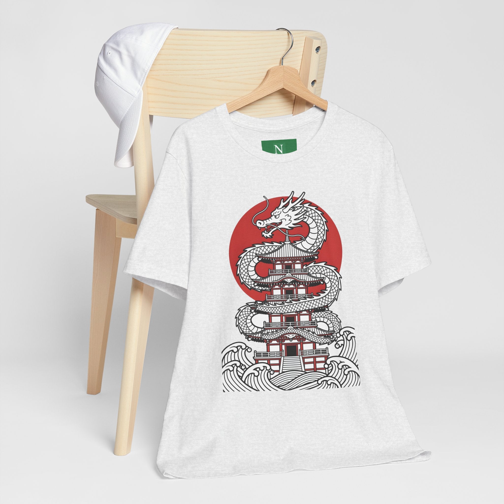 Dragon Pagoda T‑Shirt — Japanese Red Sun Temple Graphic Tee