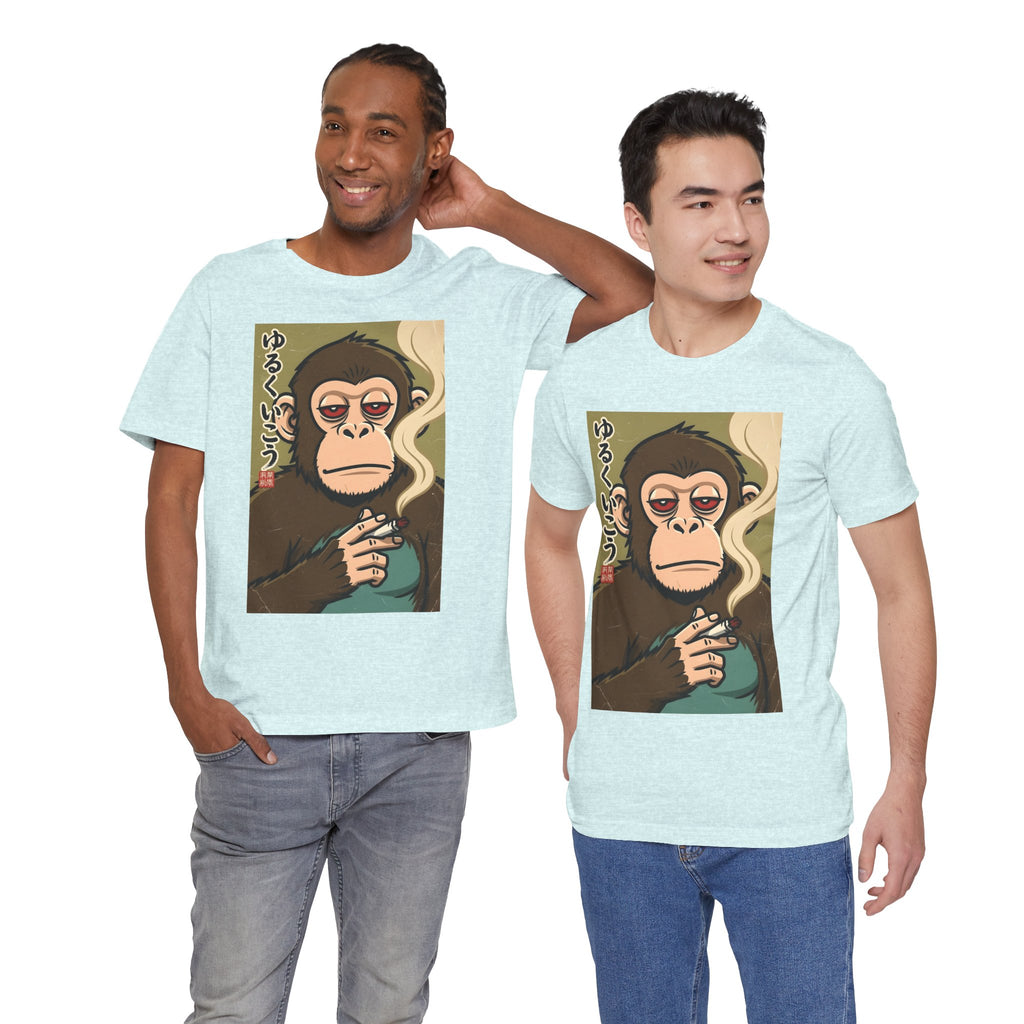 Smoking Monkey Graphic Tee — Japanese Retro Ape Illustration T-Shirt