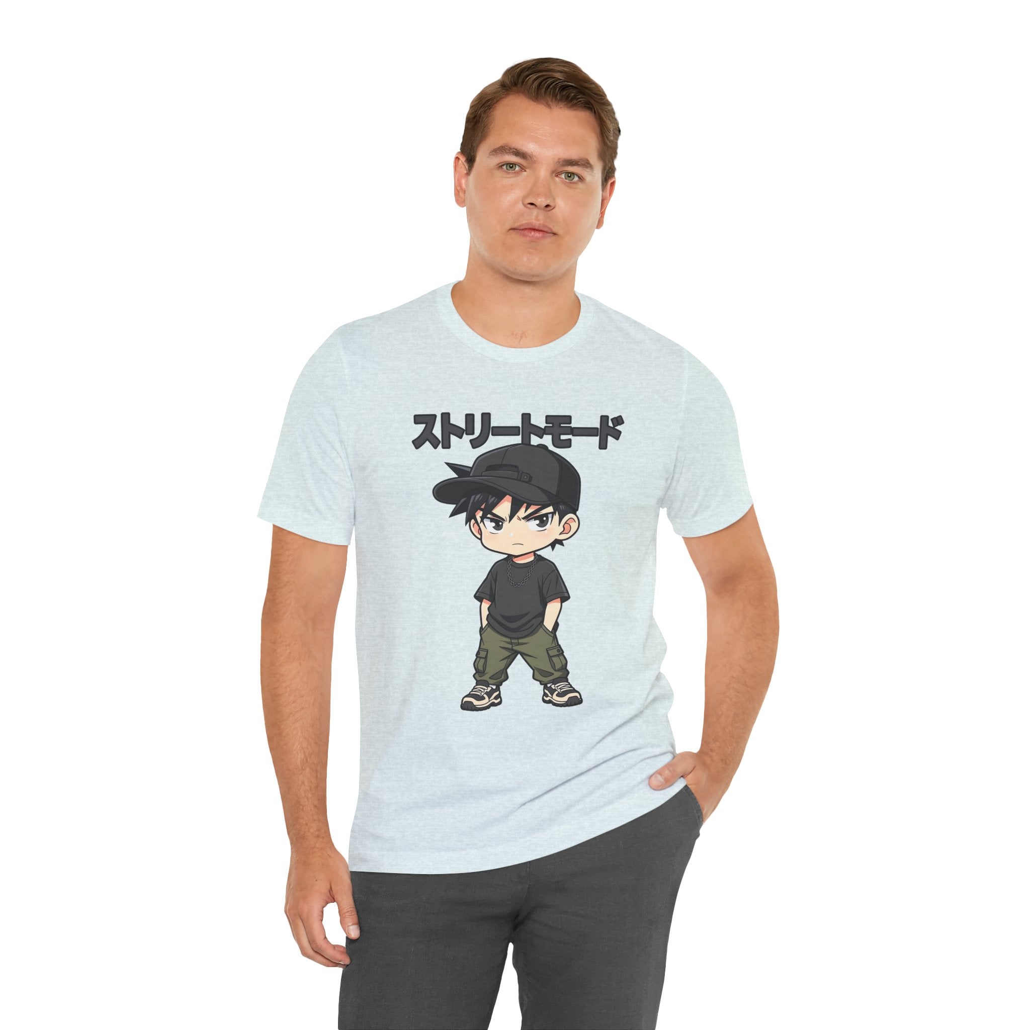 Street Mode Anime Boy T-Shirt — Japanese Text Graphic Tee