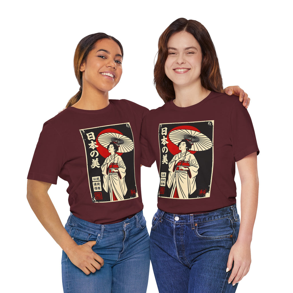 Geisha Umbrella T‑Shirt — Japanese Beauty Vintage Ukiyo-e Tee