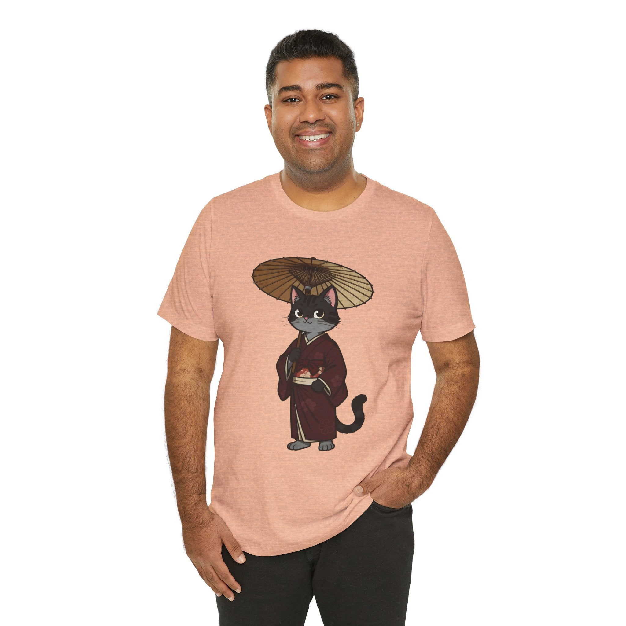 Geisha Cat Tee — Japanese Umbrella Cat Graphic T-Shirt