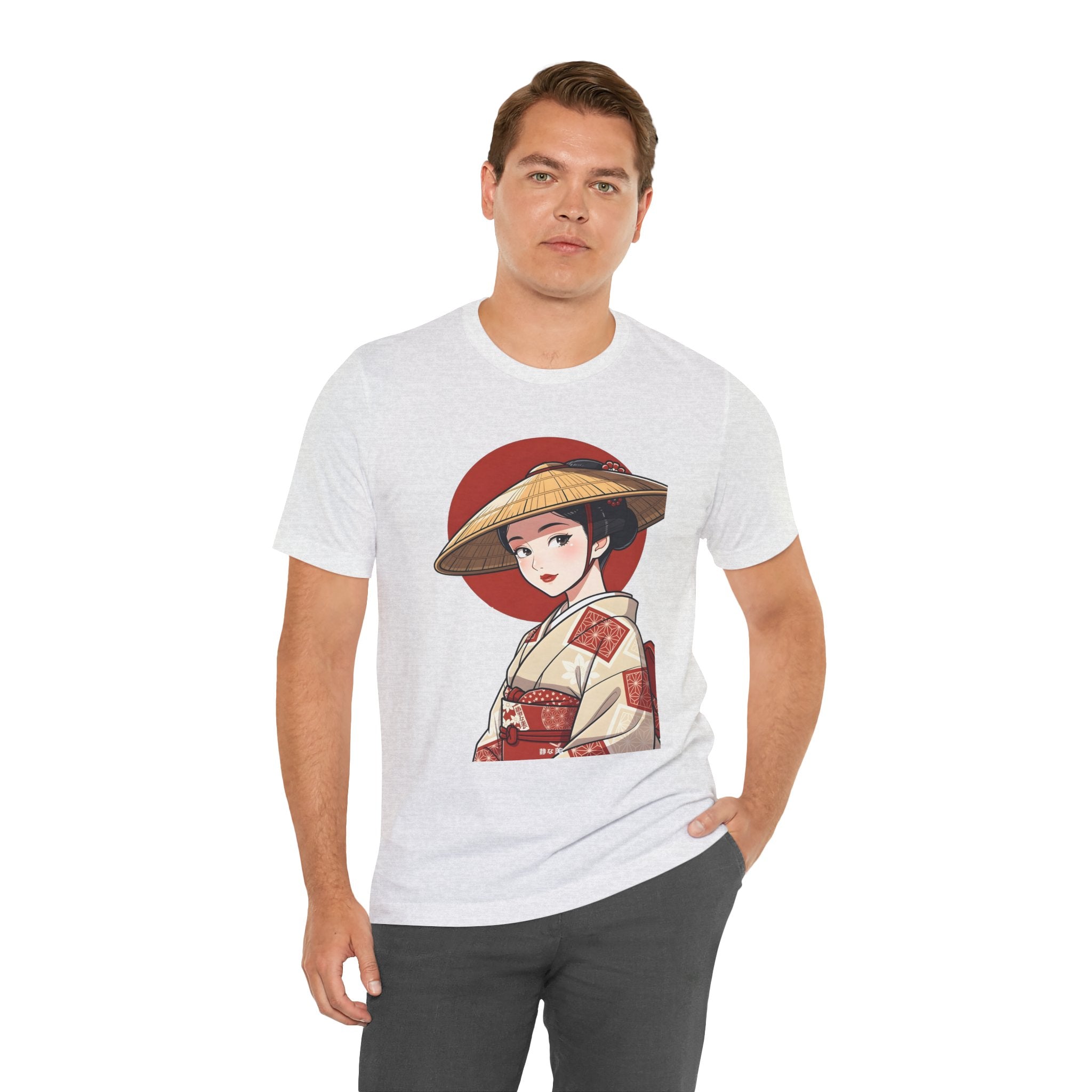 Geisha Illustration Tee — Vintage Kimono Anime T‑Shirt