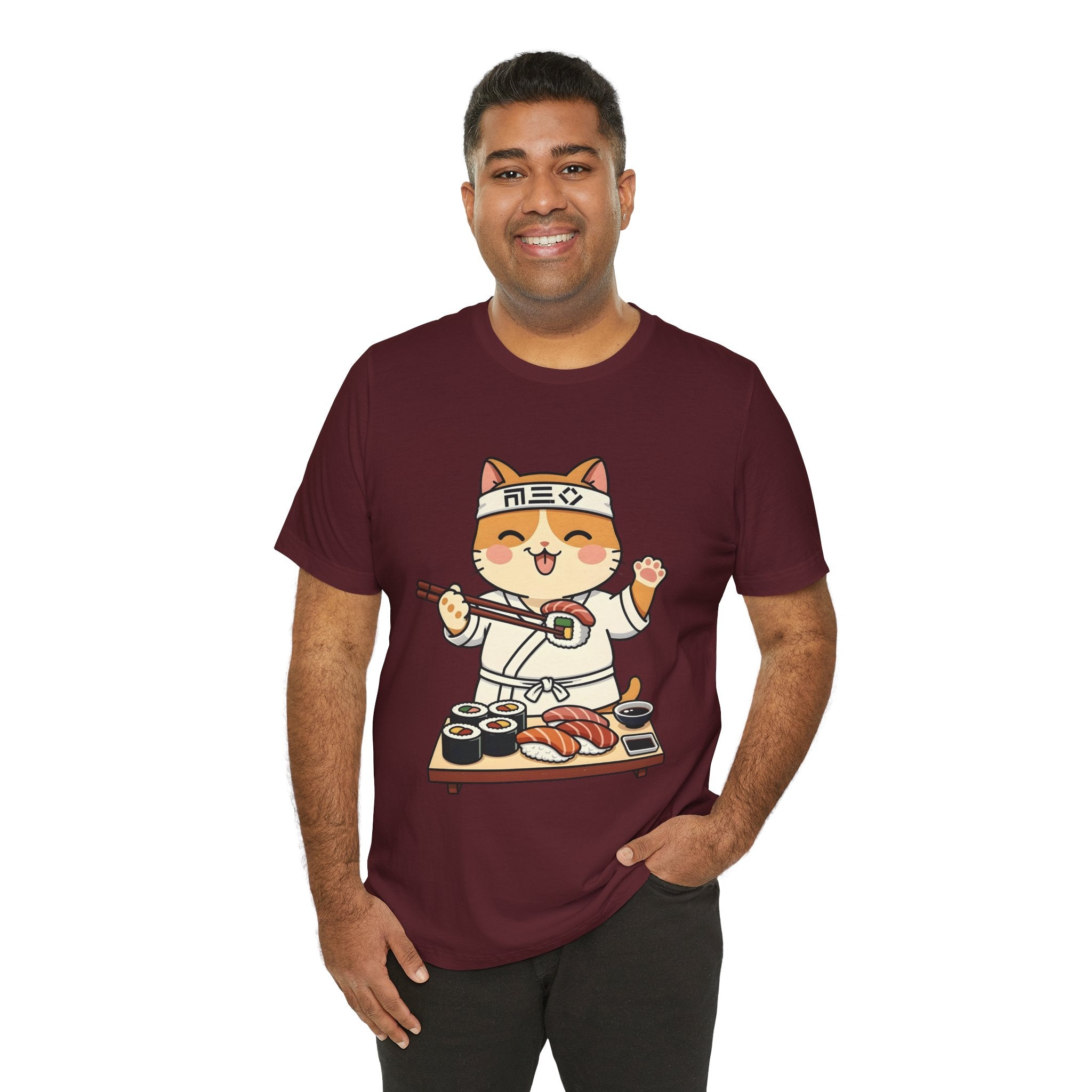 Sushi Chef Cat T‑Shirt — Cute Kawaii Cat Making Sushi Graphic Tee