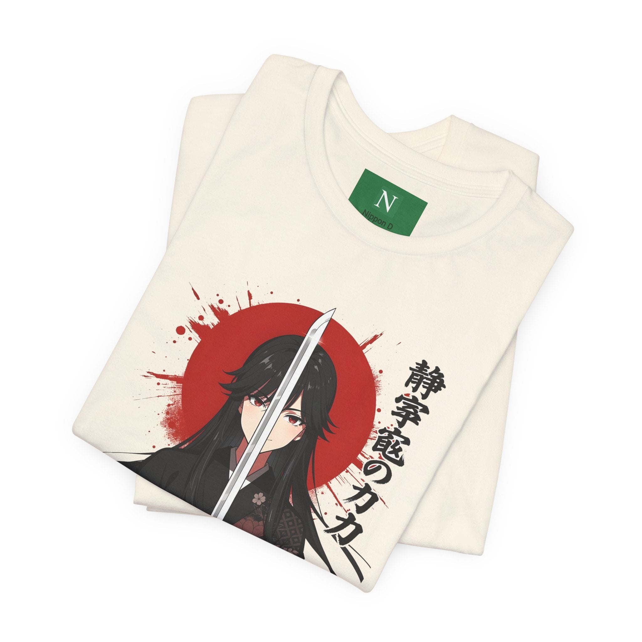 Samurai Girl Sword T‑Shirt — Anime Katana Tee with Japanese Text