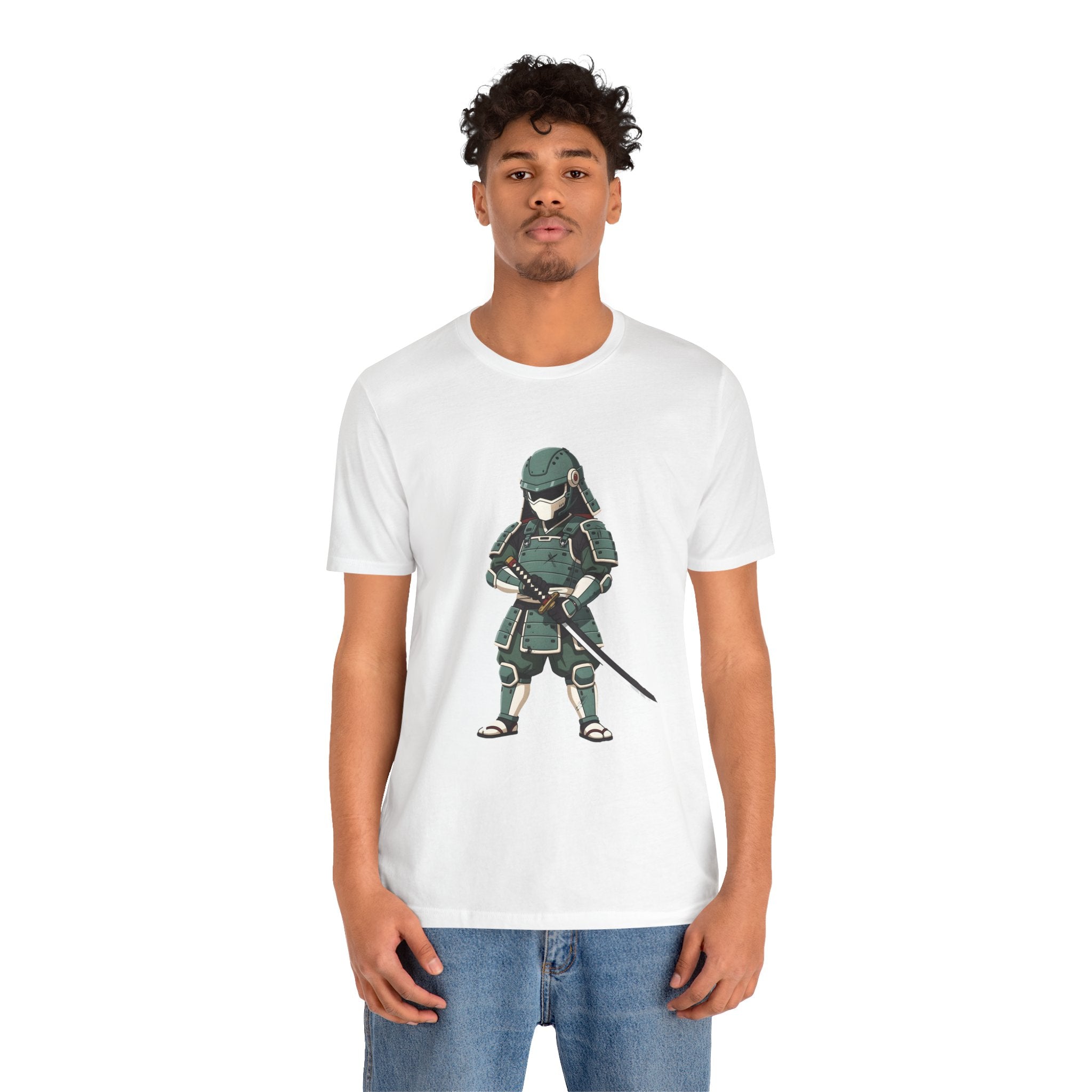 Samurai Cat T-Shirt – Cute Armored Kitty with Katana Graphic