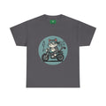 Cat Biker T‑Shirt — Retro Motorcycle Cat with Japanese “Speed” Text